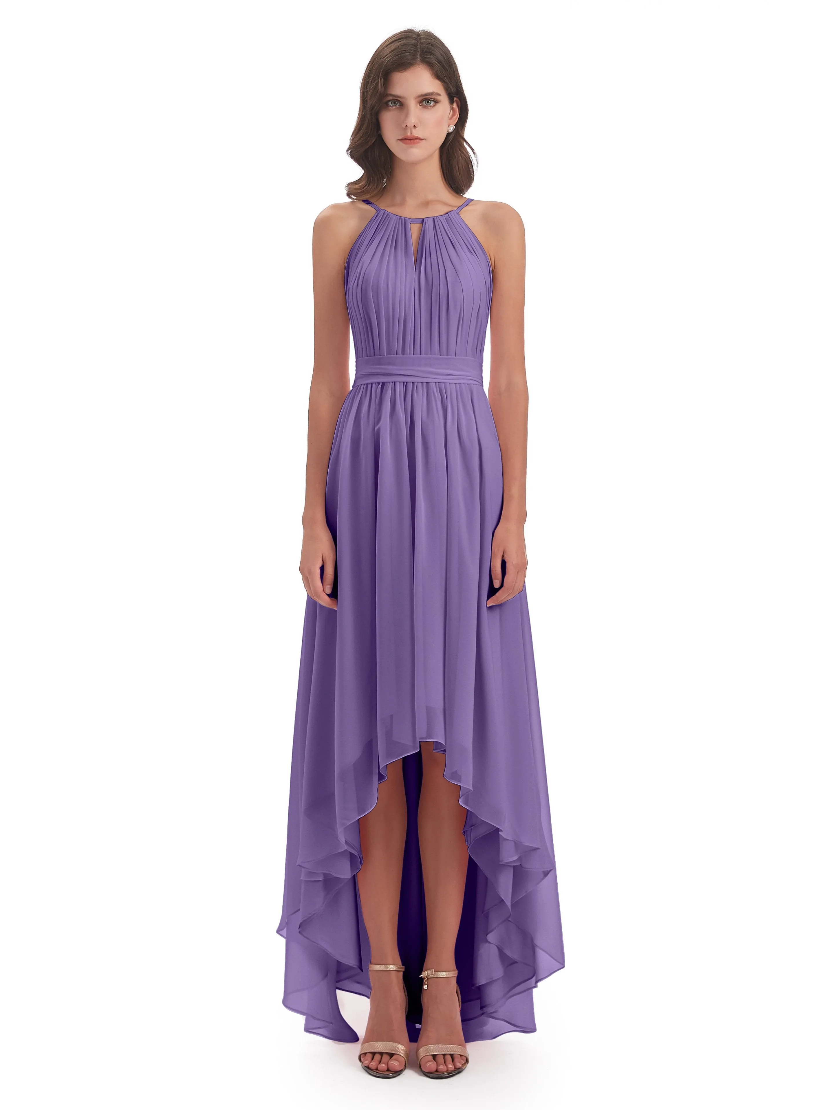 Lilly Dreamy Halter High-Low Chiffon Bridesmaid Dresses