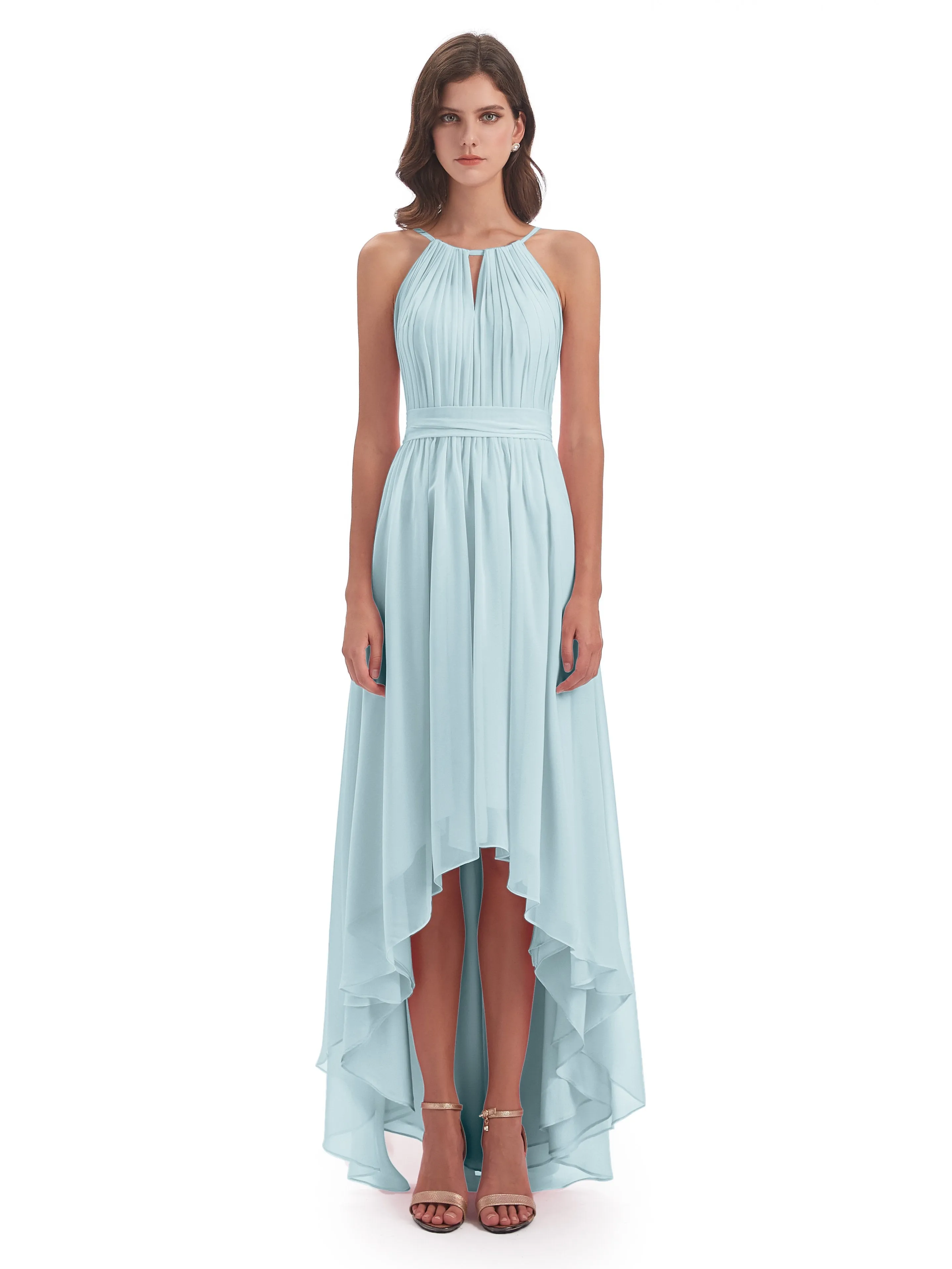 Lilly Dreamy Halter High-Low Chiffon Bridesmaid Dresses