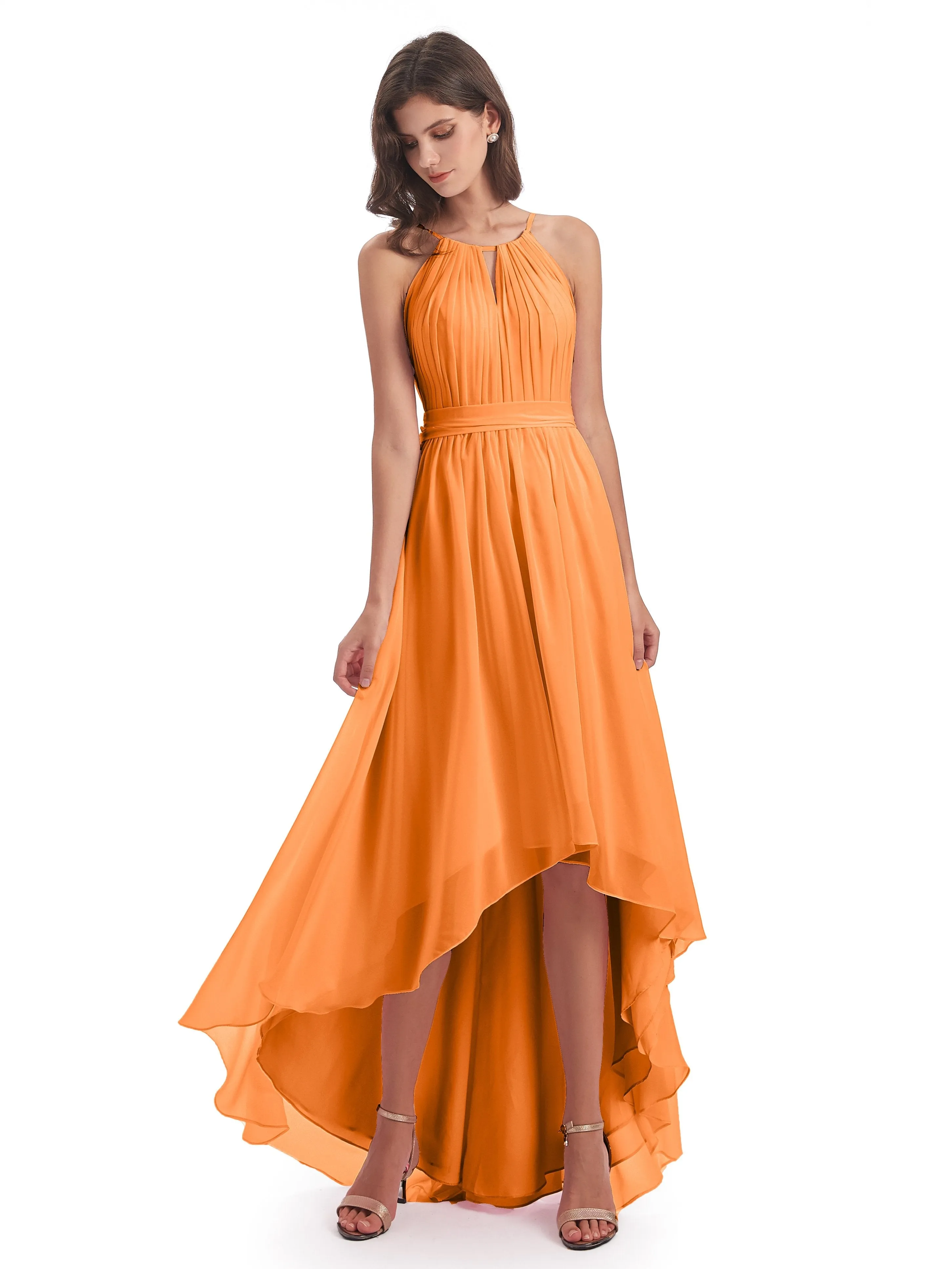 Lilly Dreamy Halter High-Low Chiffon Bridesmaid Dresses