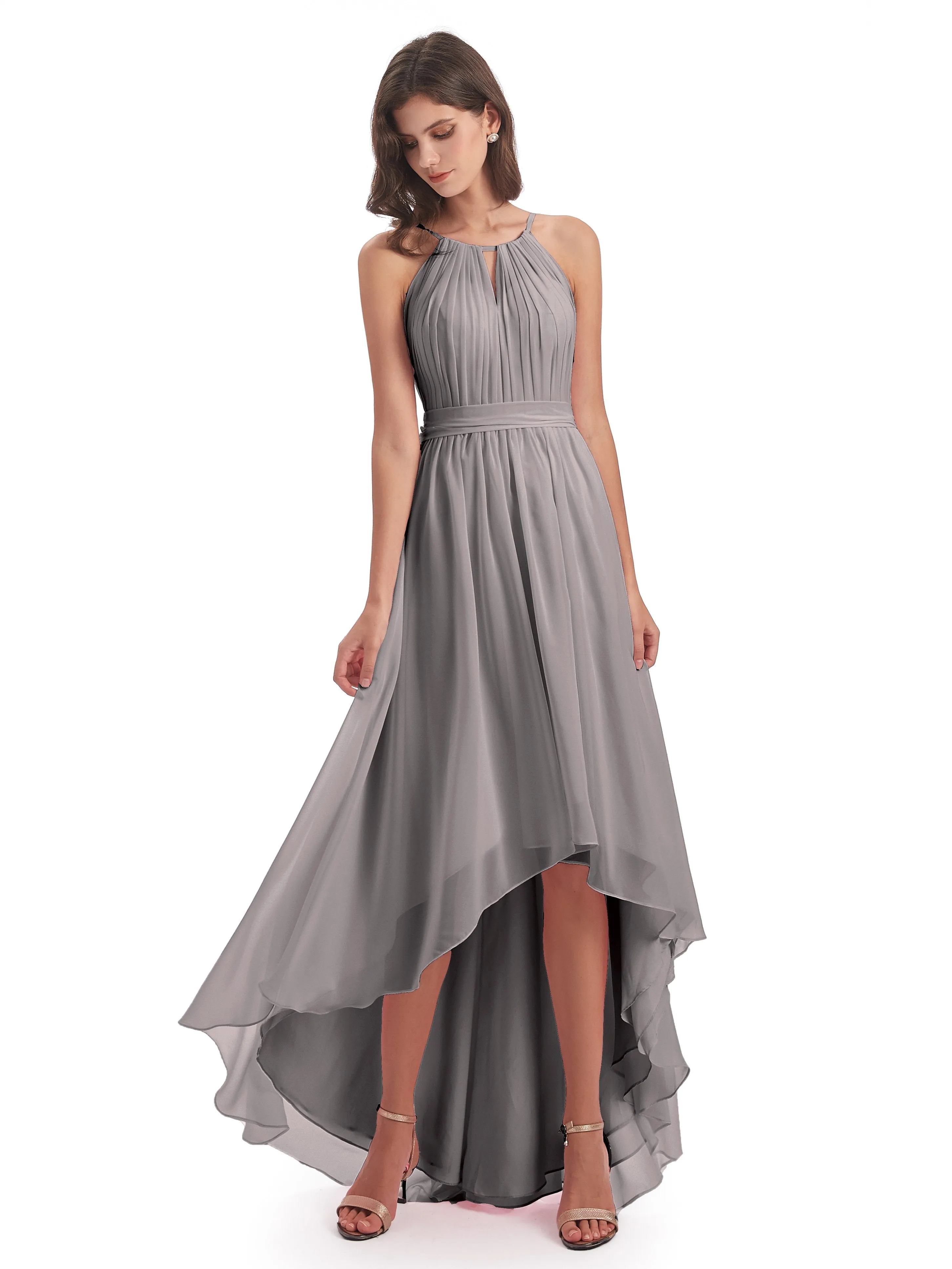 Lilly Dreamy Halter High-Low Chiffon Bridesmaid Dresses