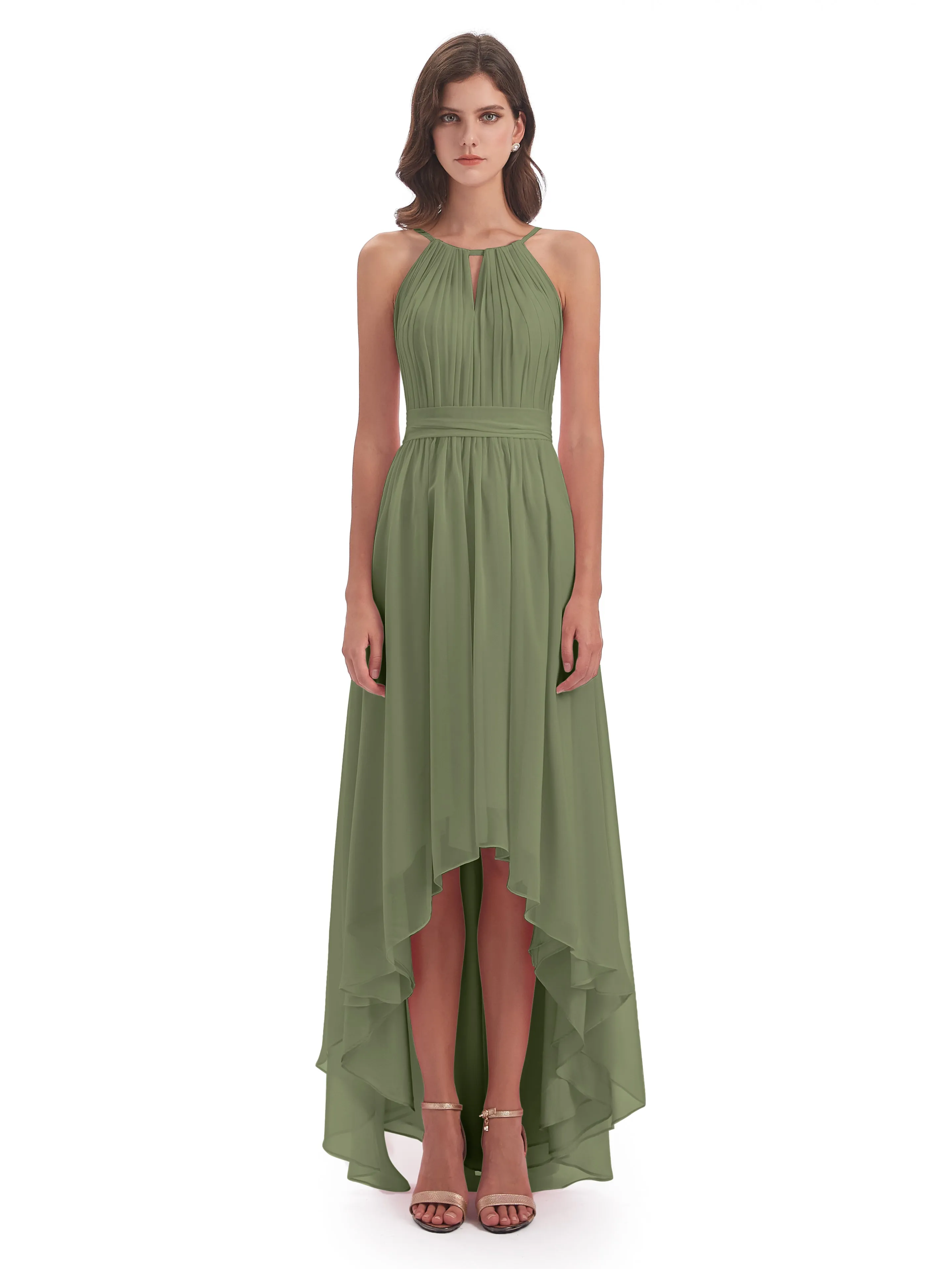 Lilly Dreamy Halter High-Low Chiffon Bridesmaid Dresses