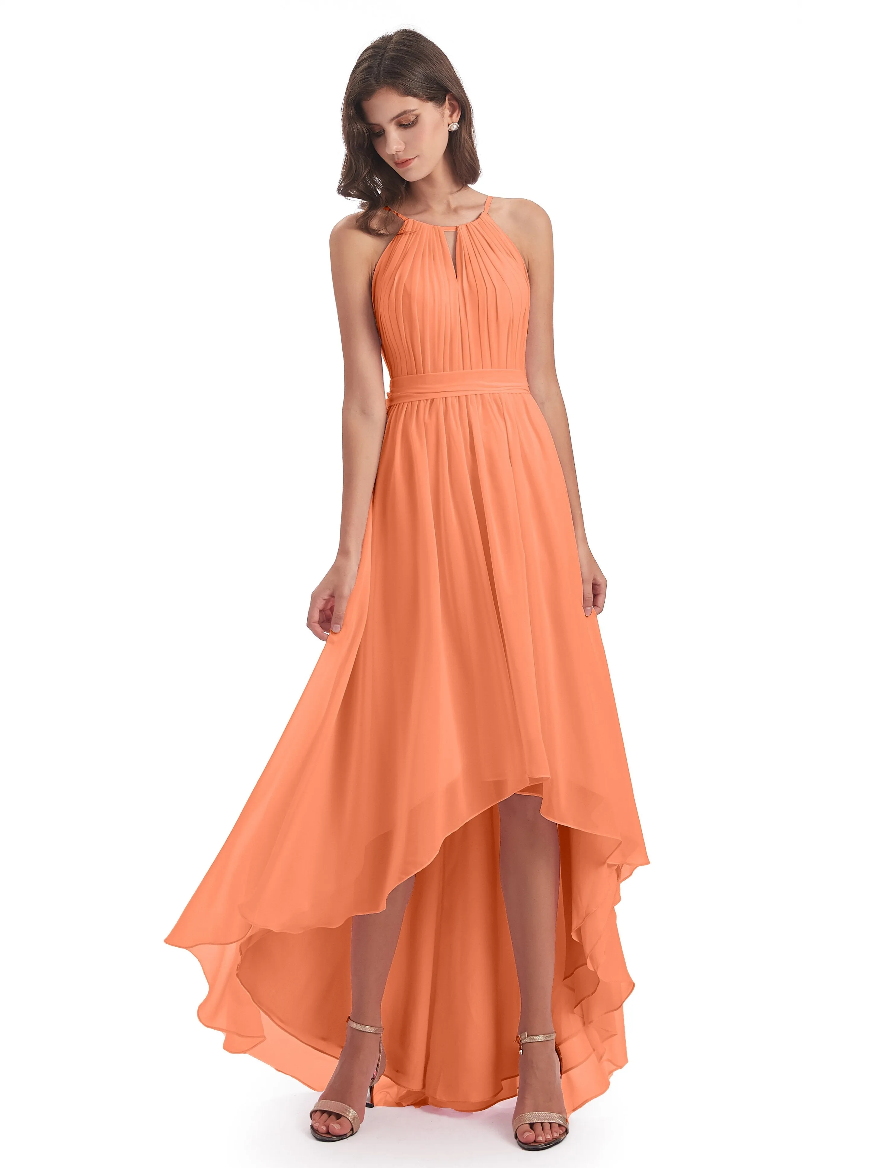 Lilly Dreamy Halter High-Low Chiffon Bridesmaid Dresses