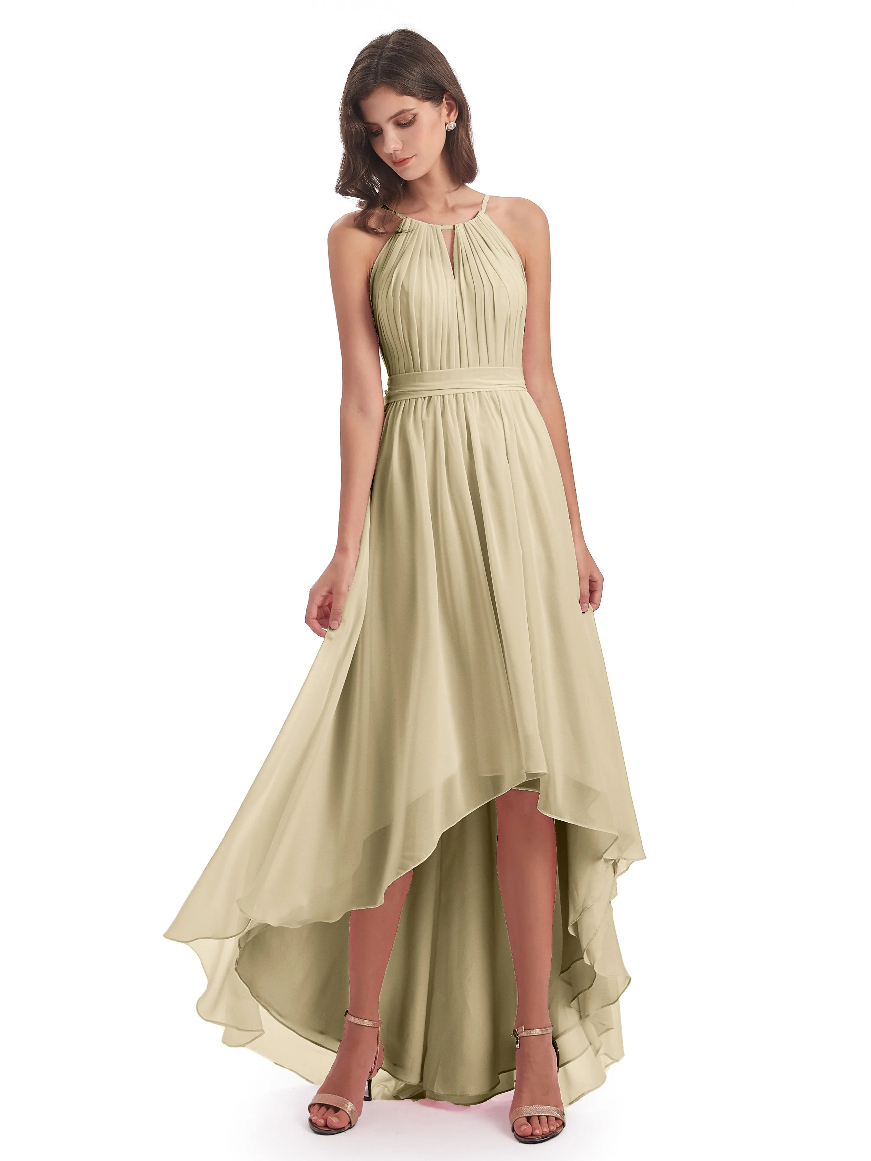 Lilly Dreamy Halter High-Low Chiffon Bridesmaid Dresses