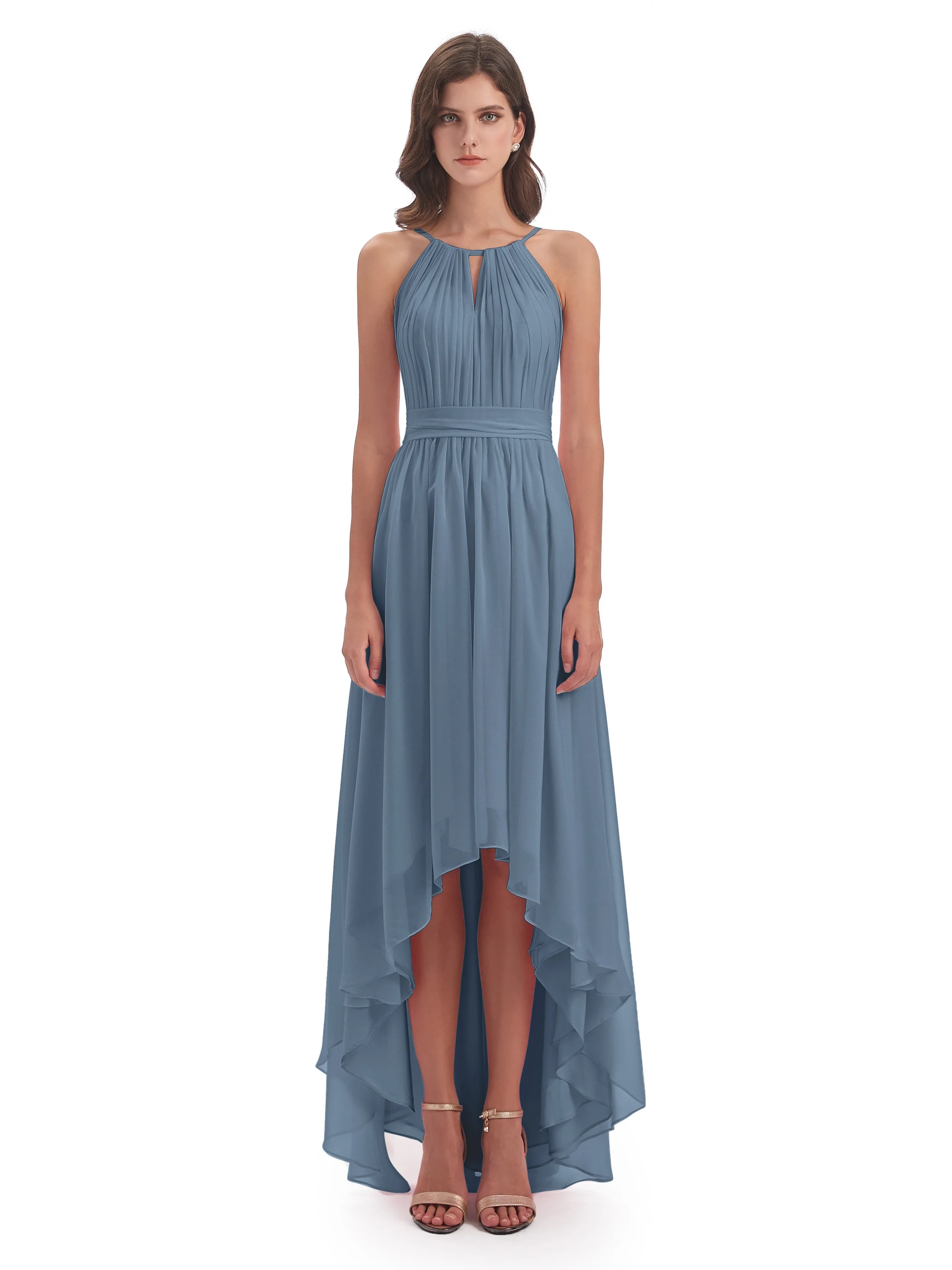 Lilly Dreamy Halter High-Low Chiffon Bridesmaid Dresses