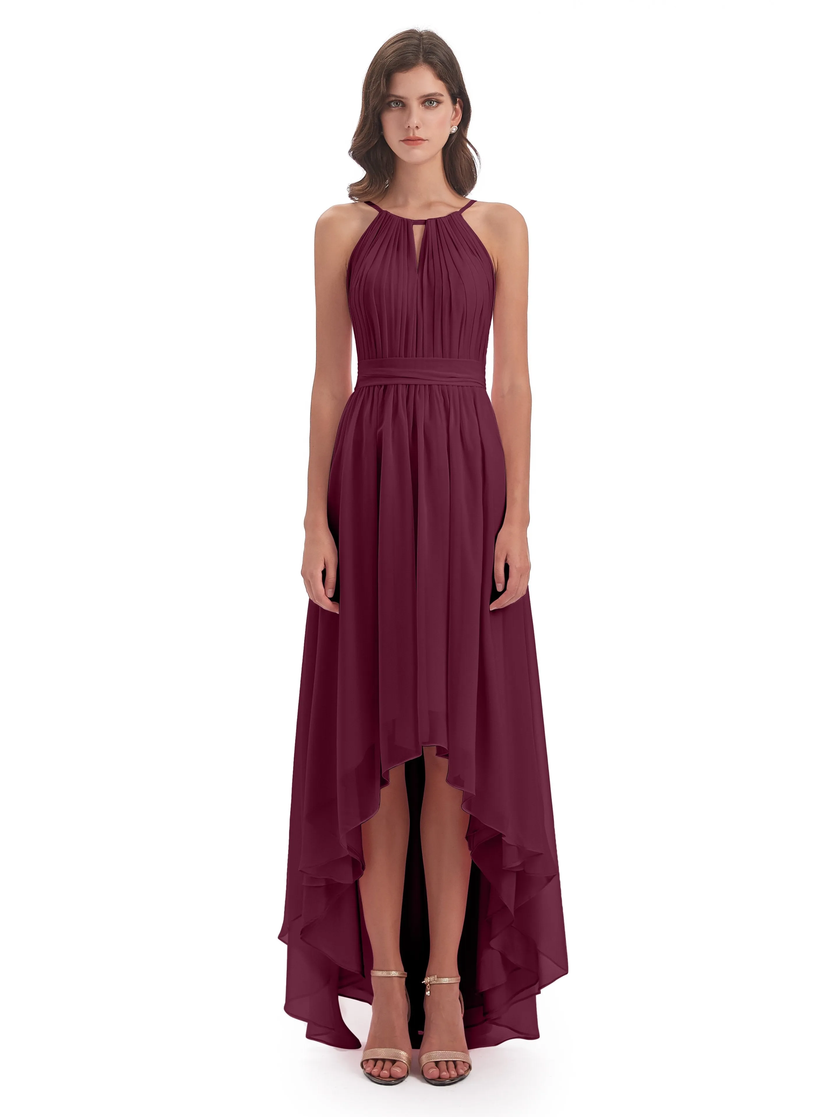 Lilly Dreamy Halter High-Low Chiffon Bridesmaid Dresses