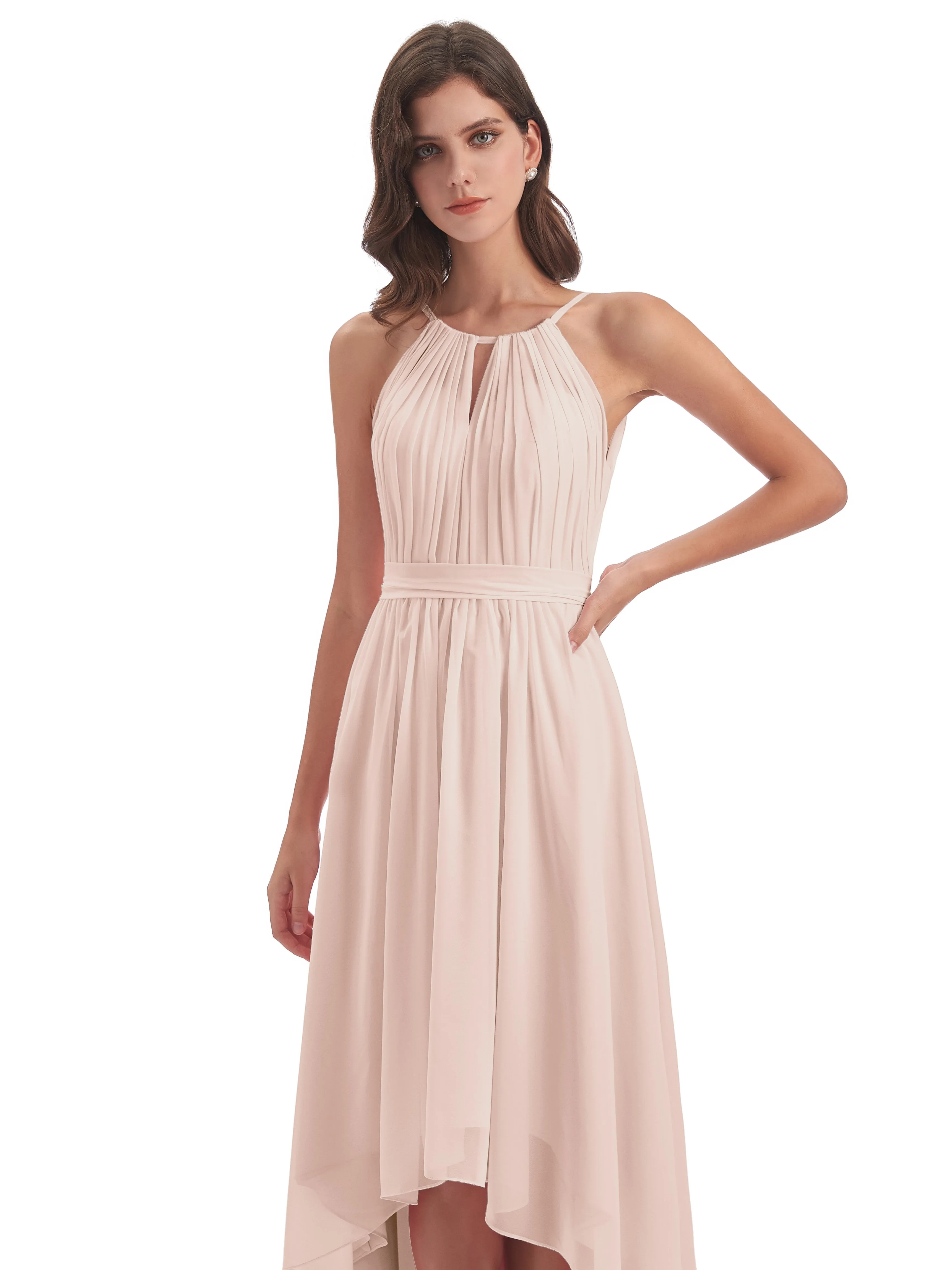 Lilly Dreamy Halter High-Low Chiffon Bridesmaid Dresses