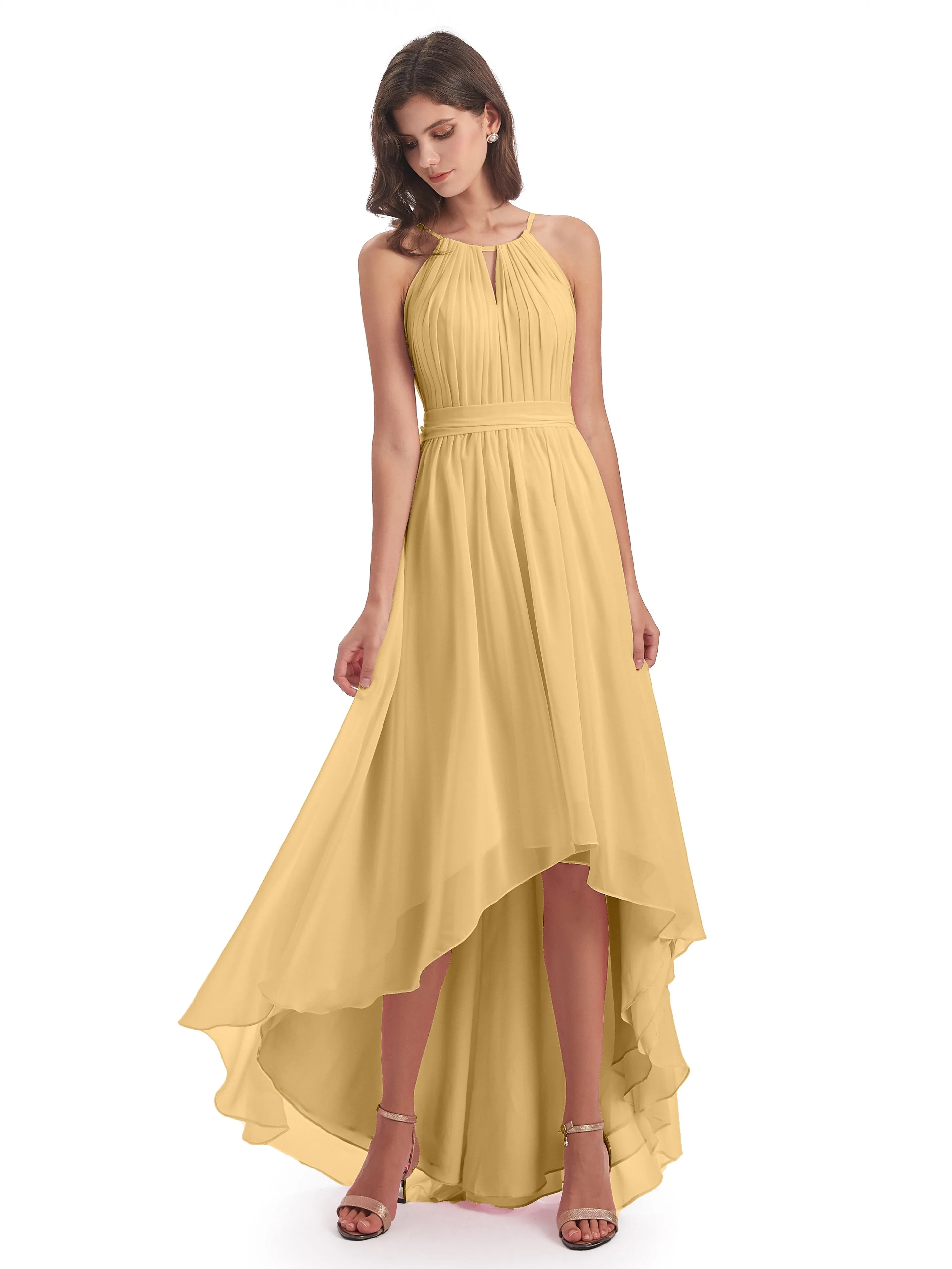 Lilly Dreamy Halter High-Low Chiffon Bridesmaid Dresses