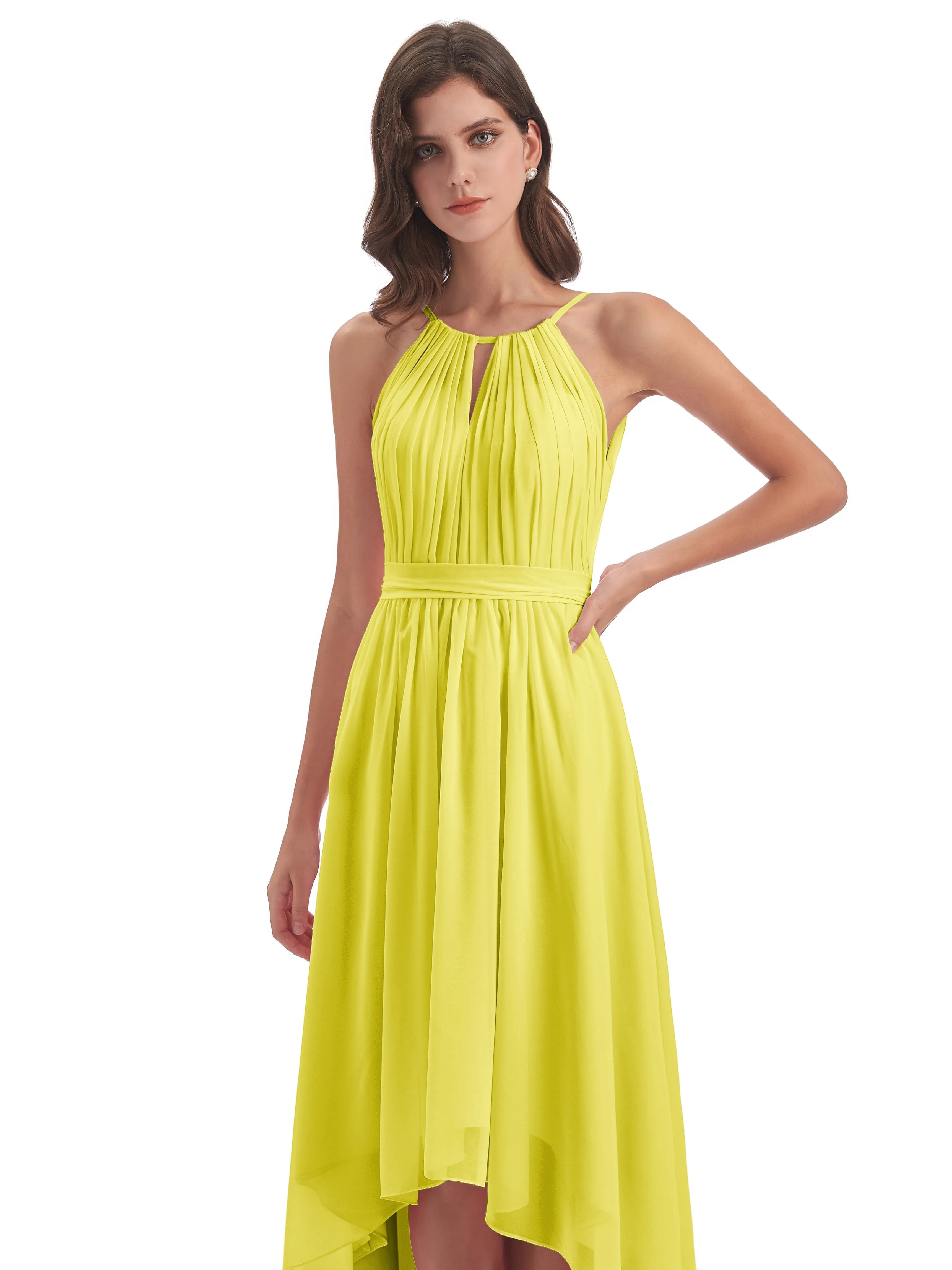 Lilly Dreamy Halter High-Low Chiffon Bridesmaid Dresses