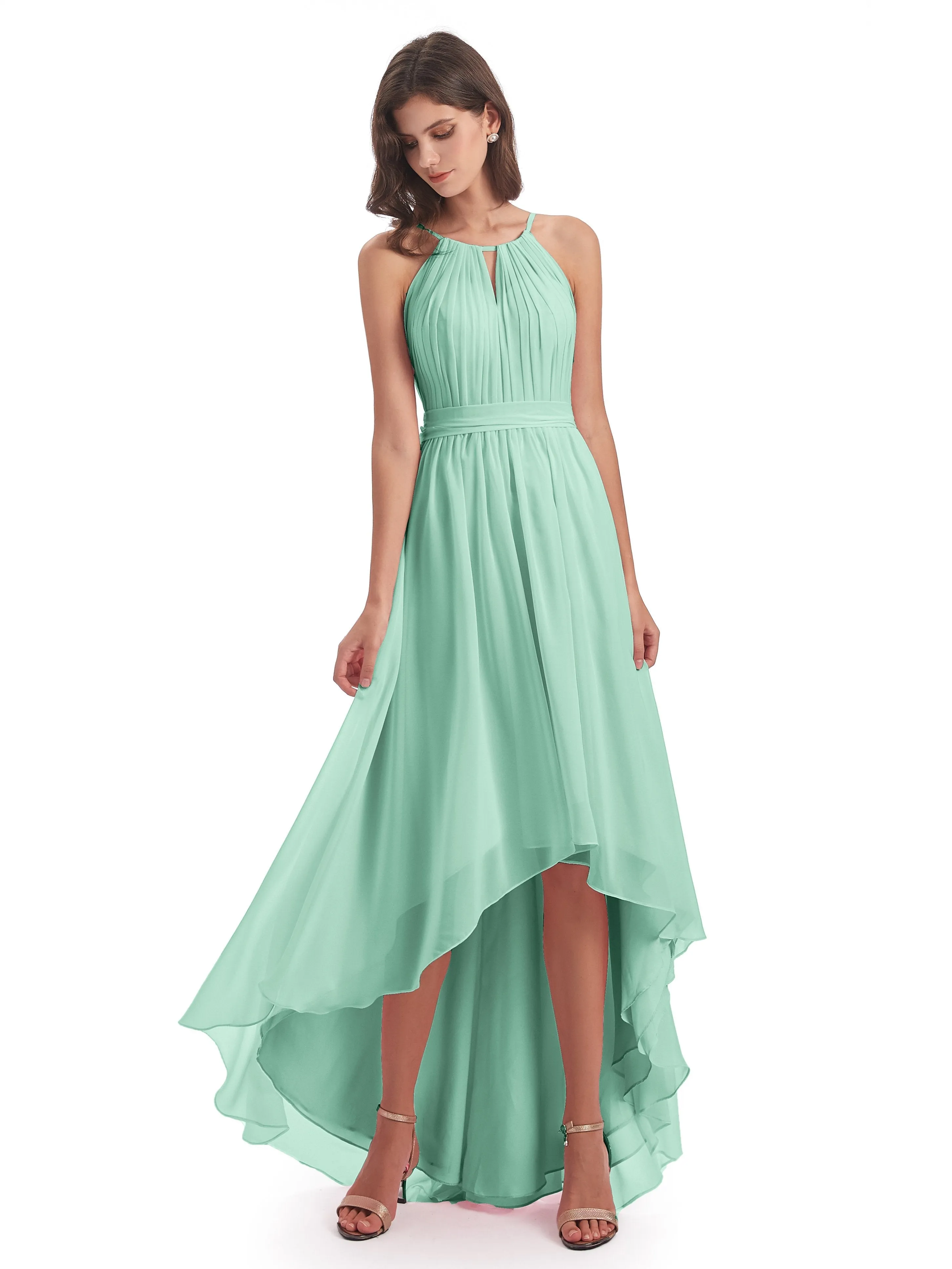 Lilly Dreamy Halter High-Low Chiffon Bridesmaid Dresses