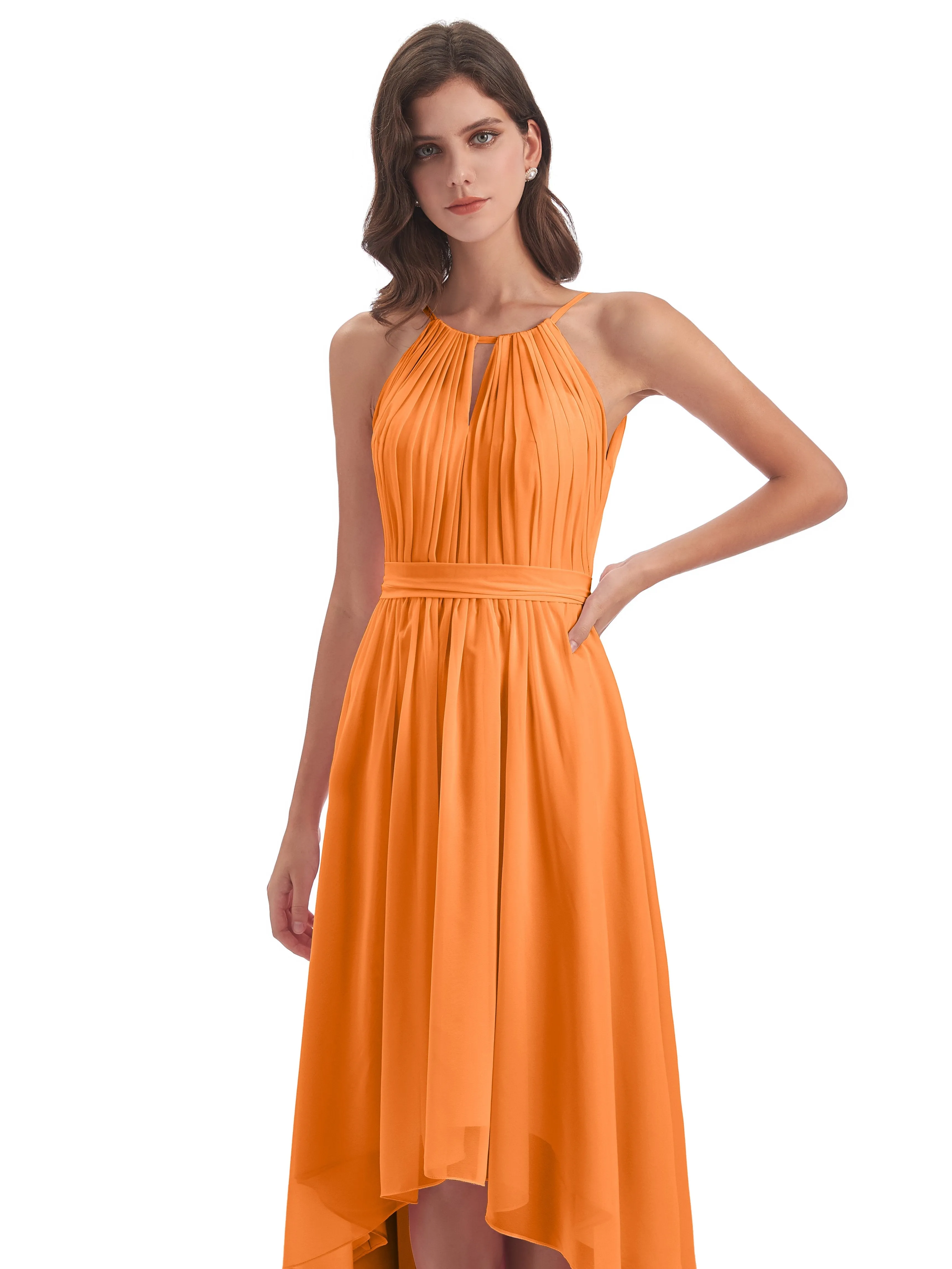 Lilly Dreamy Halter High-Low Chiffon Bridesmaid Dresses