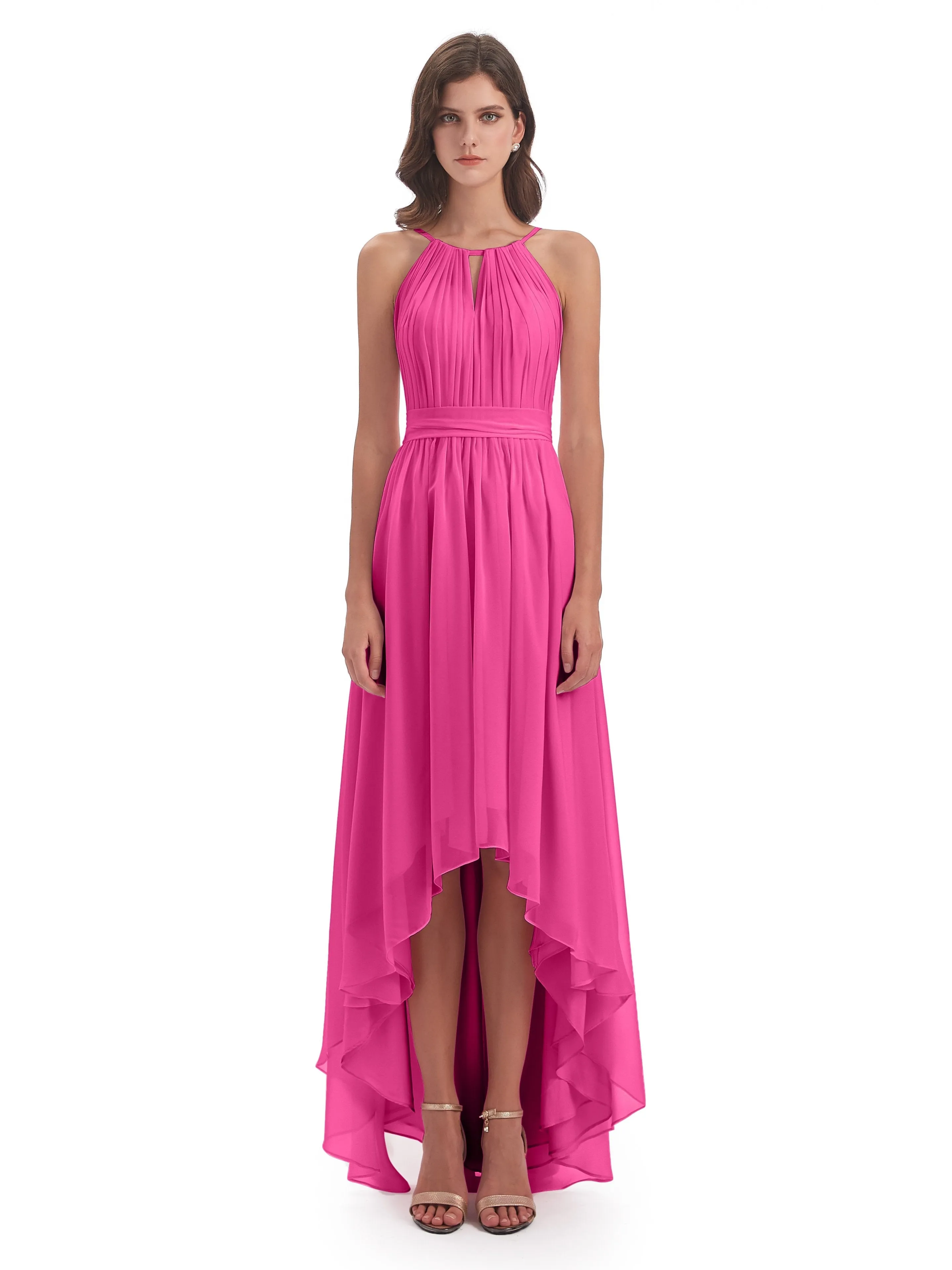 Lilly Dreamy Halter High-Low Chiffon Bridesmaid Dresses