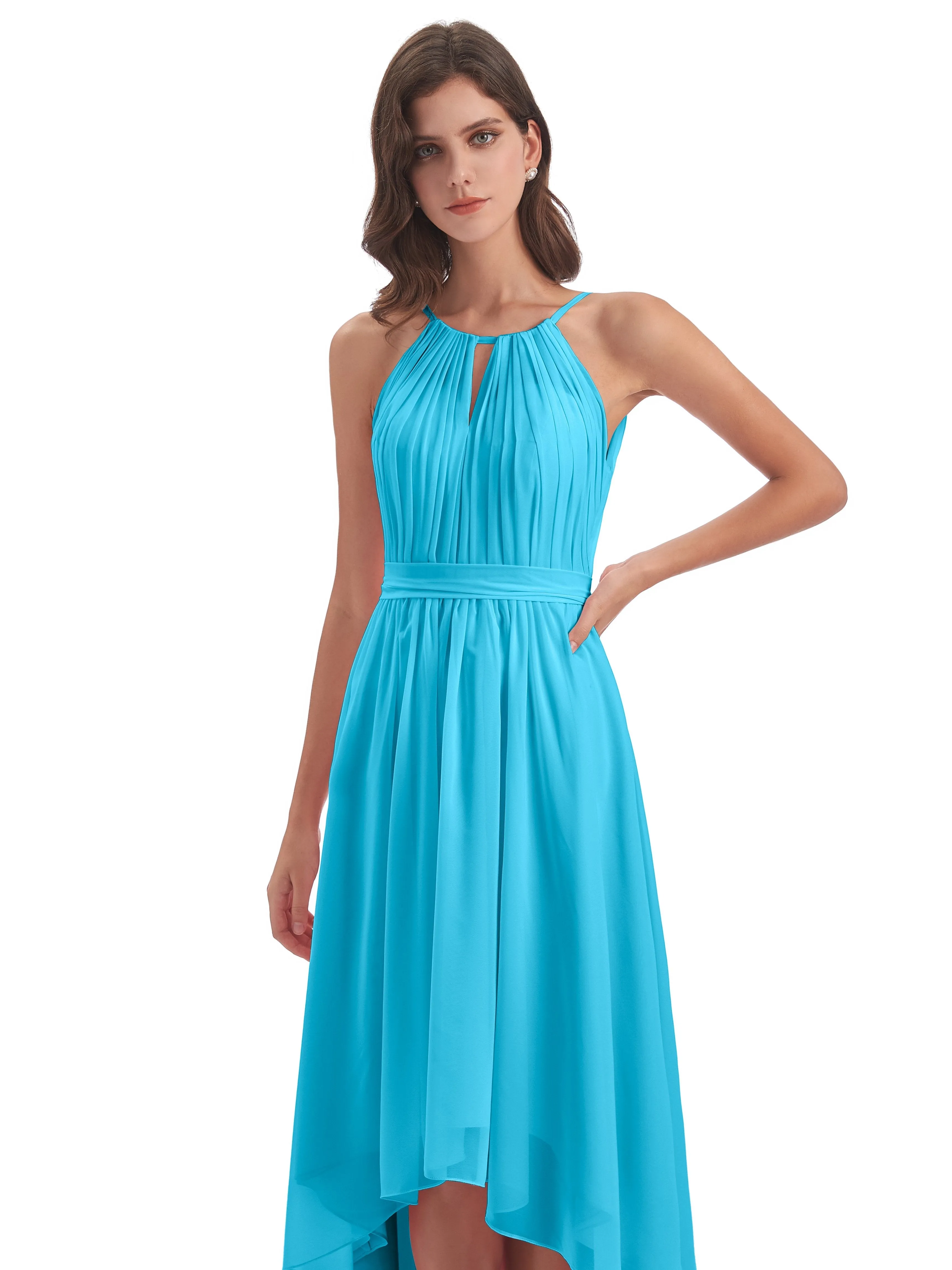 Lilly Dreamy Halter High-Low Chiffon Bridesmaid Dresses