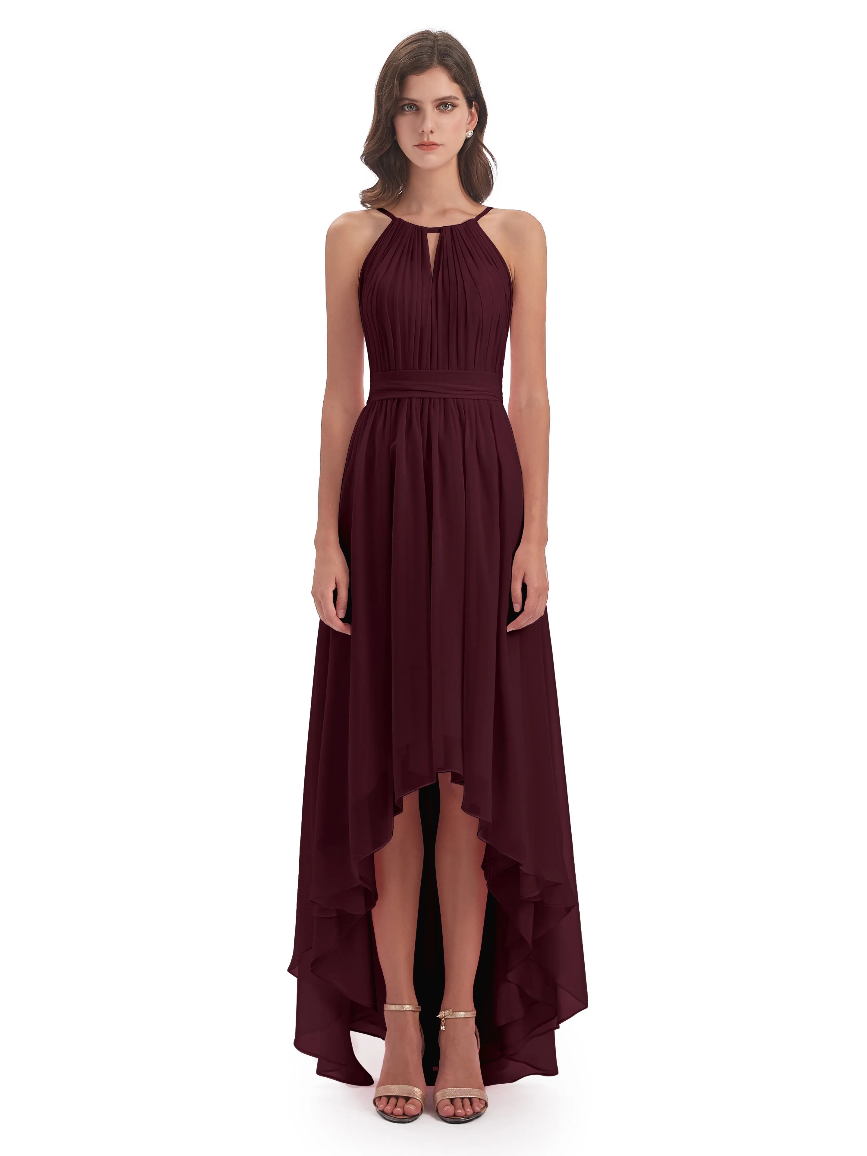 Lilly Dreamy Halter High-Low Chiffon Bridesmaid Dresses