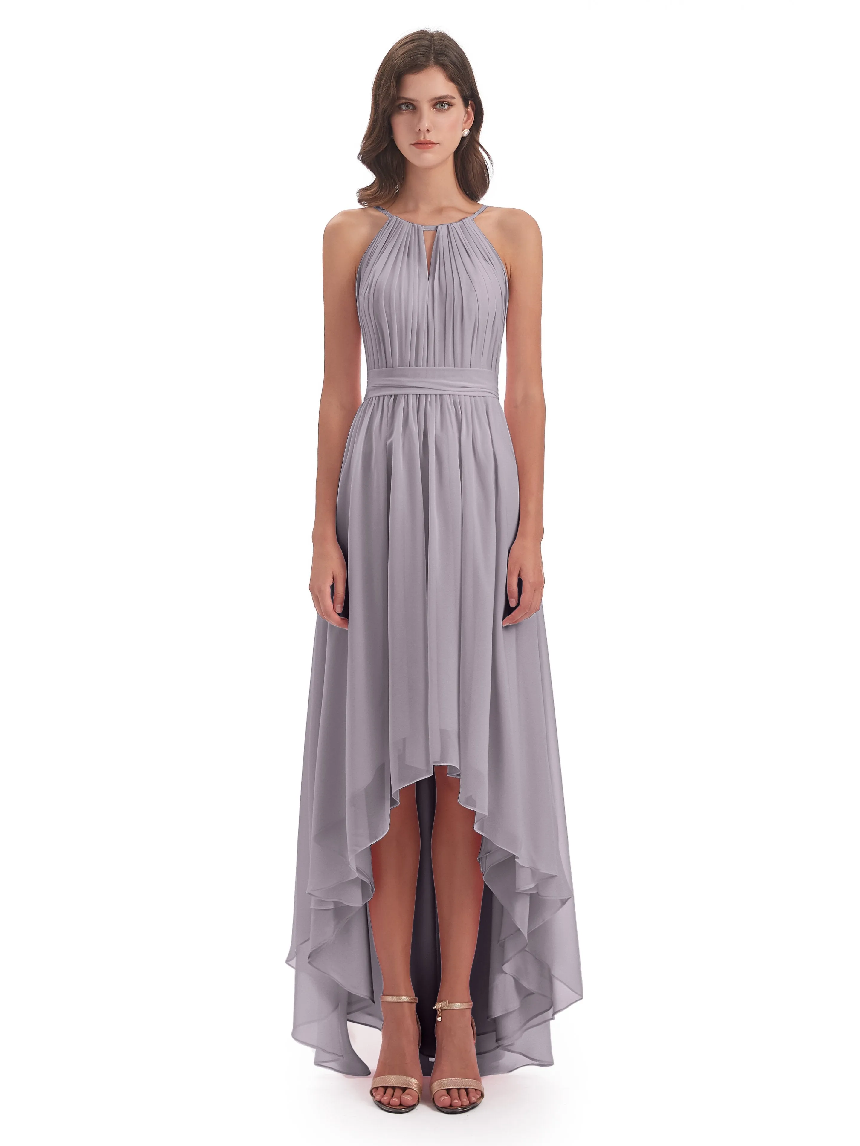 Lilly Dreamy Halter High-Low Chiffon Bridesmaid Dresses