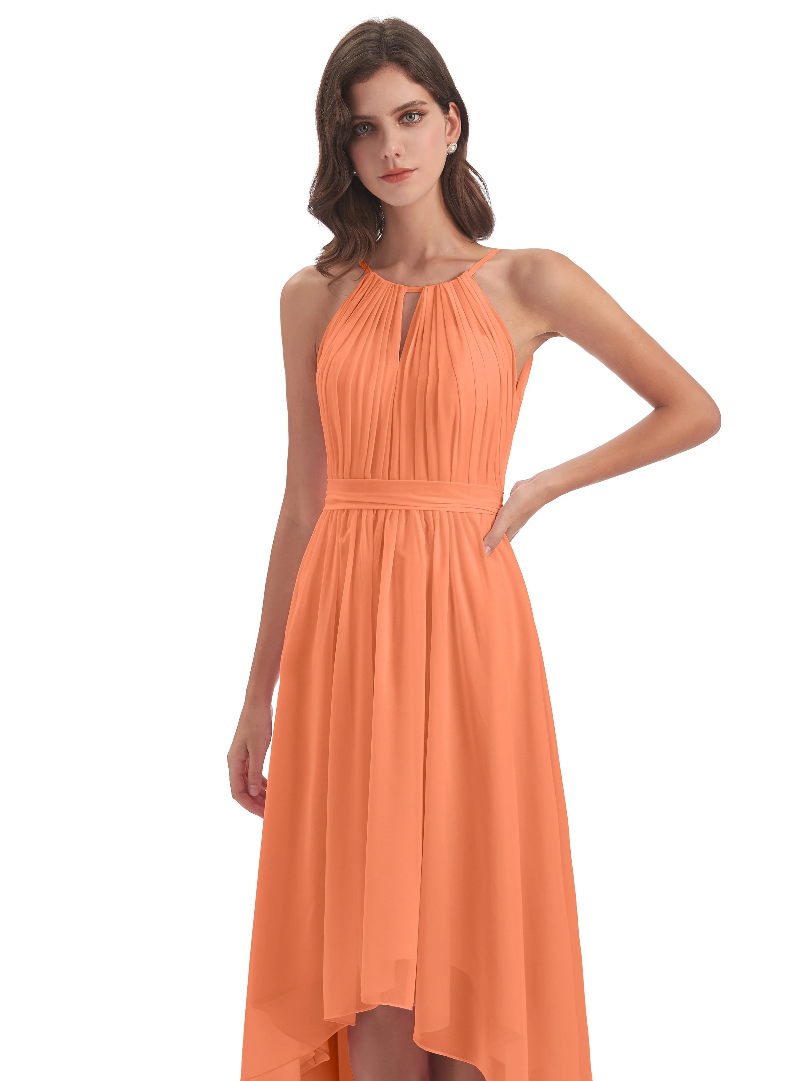 Lilly Dreamy Halter High-Low Chiffon Bridesmaid Dresses