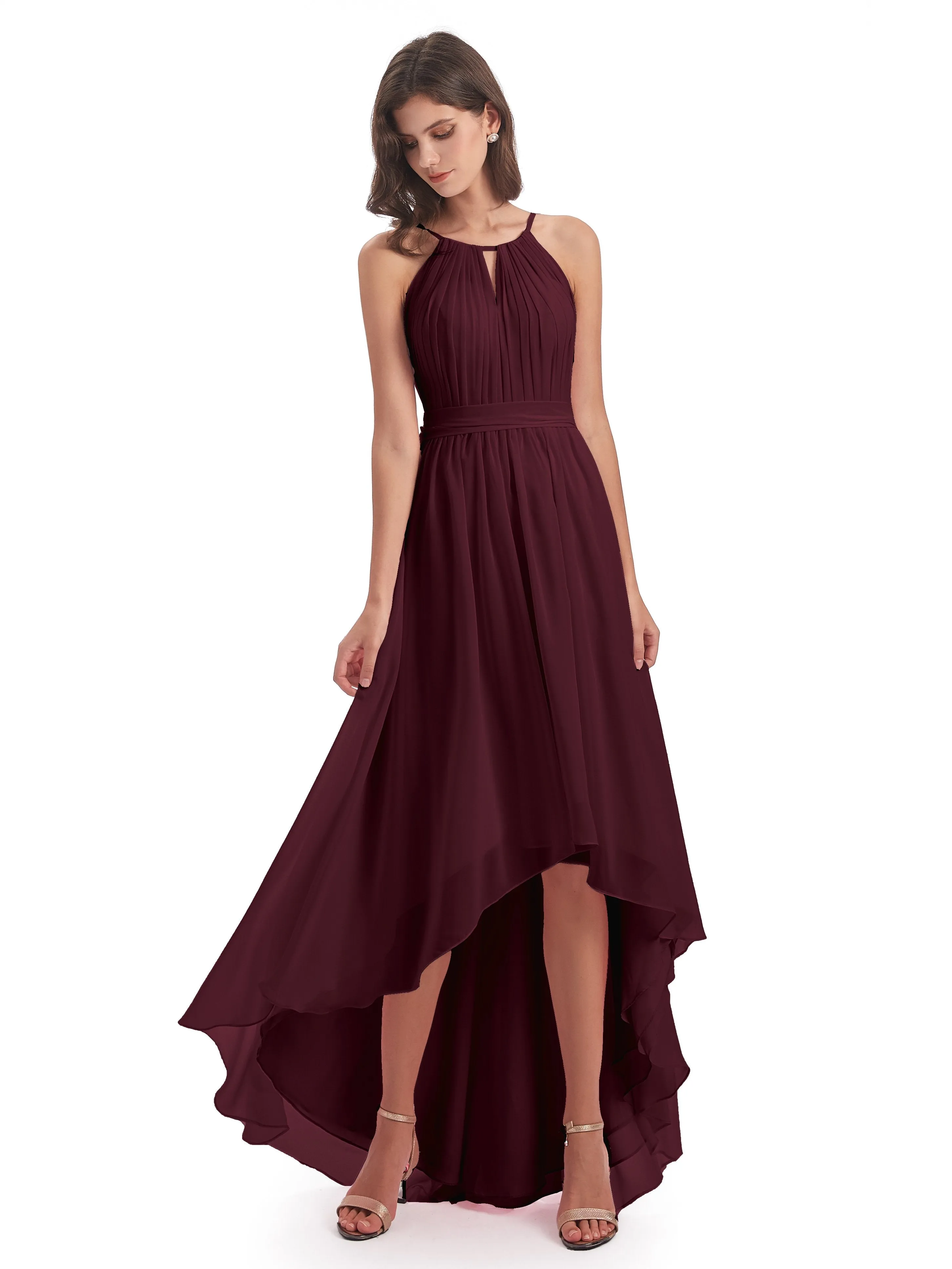 Lilly Dreamy Halter High-Low Chiffon Bridesmaid Dresses