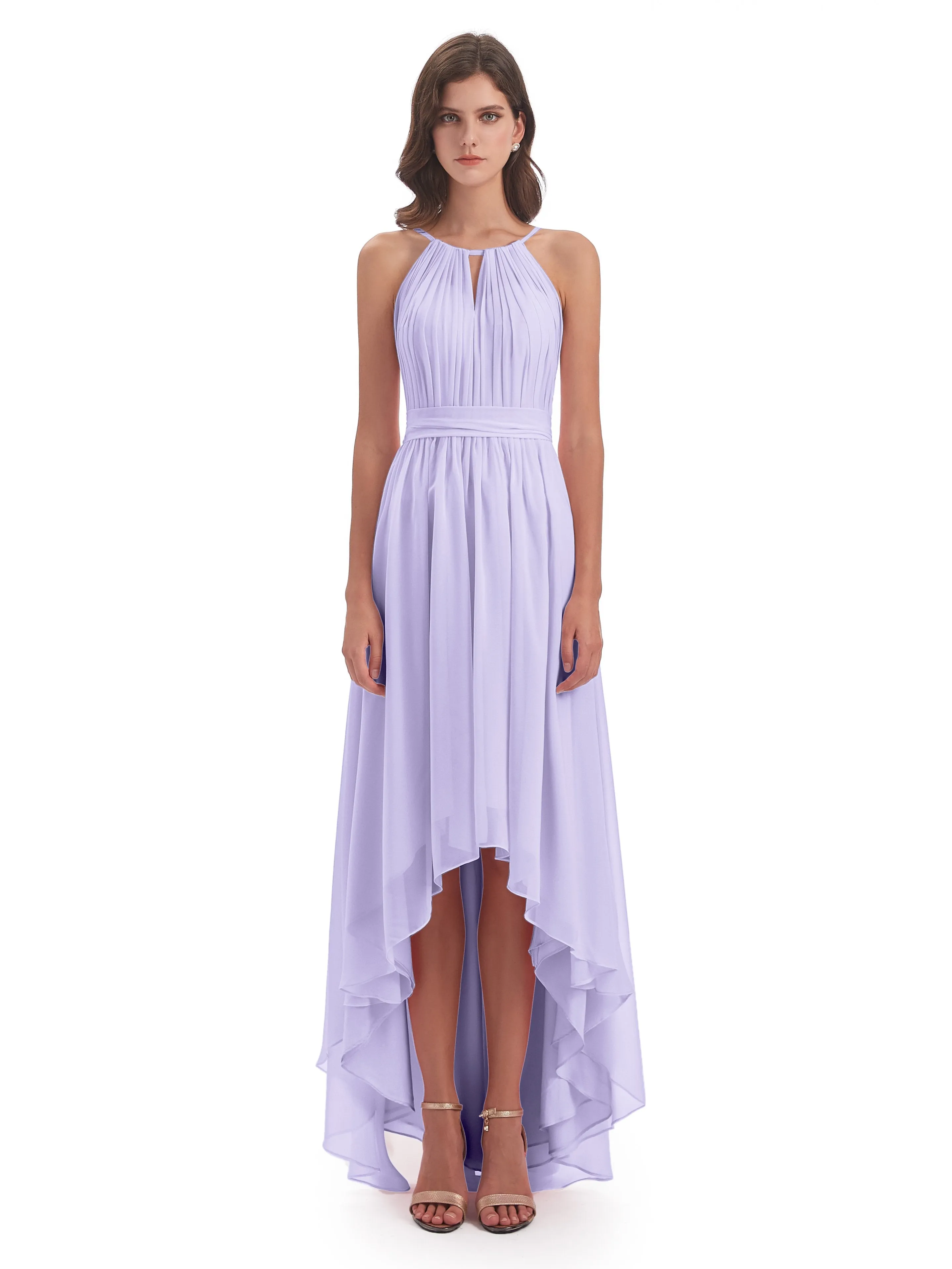 Lilly Dreamy Halter High-Low Chiffon Bridesmaid Dresses