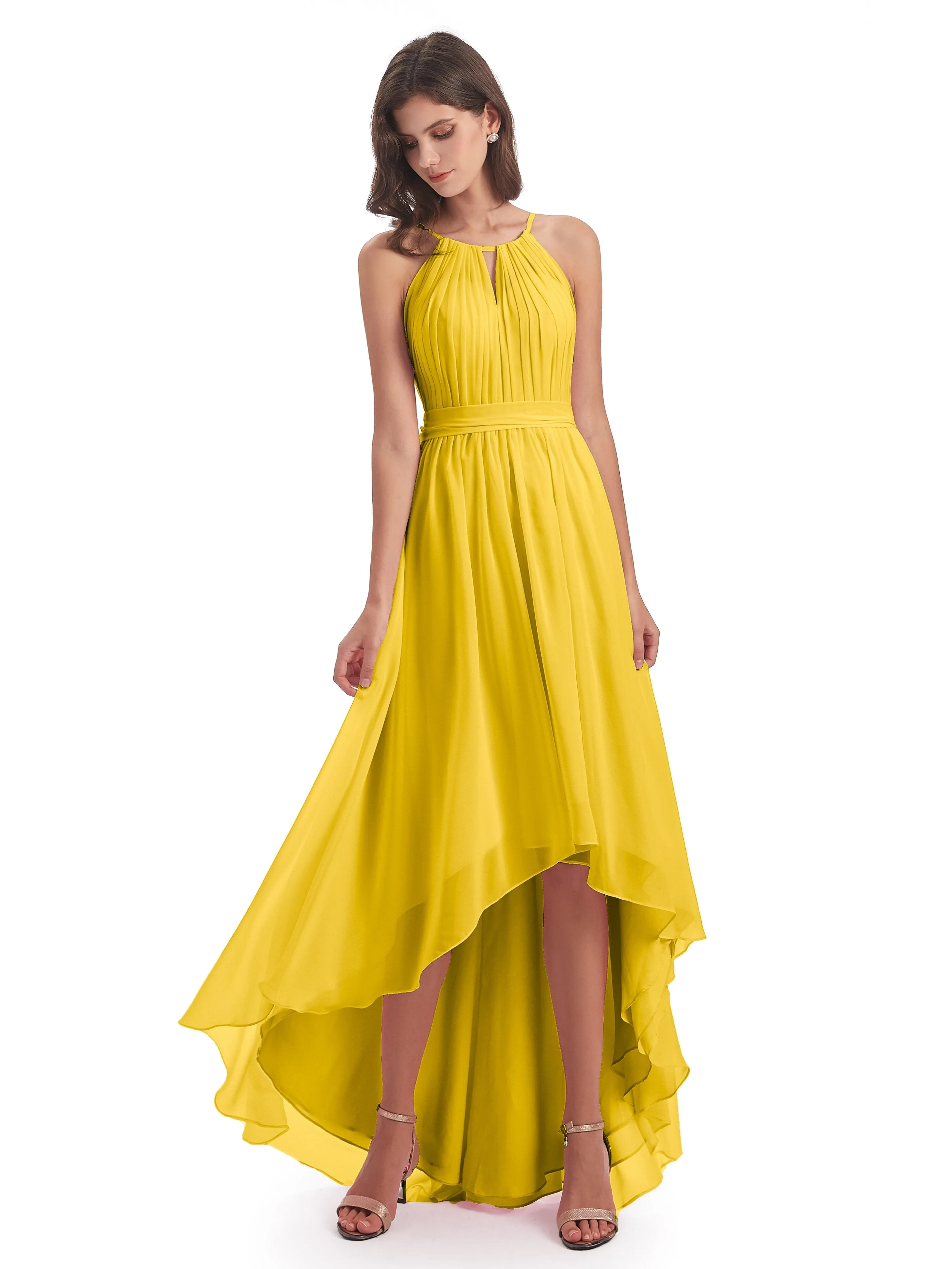 Lilly Dreamy Halter High-Low Chiffon Bridesmaid Dresses