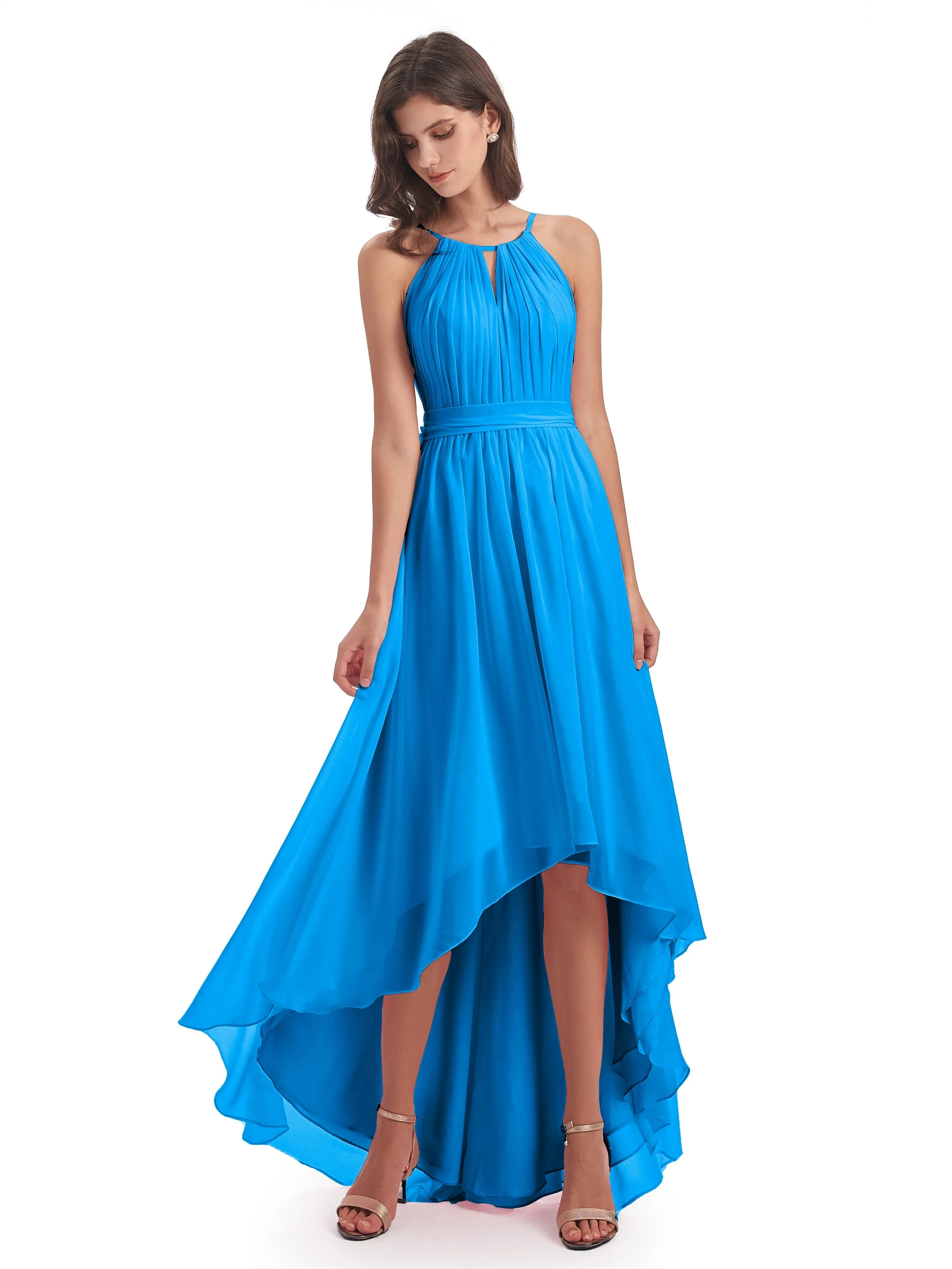 Lilly Dreamy Halter High-Low Chiffon Bridesmaid Dresses