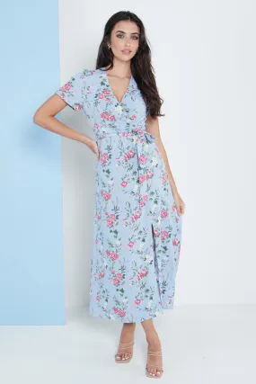 Lilura London Wrap Front Maxi Dress In Floral Print