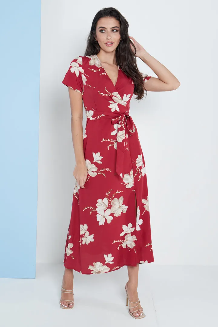 Lilura London Wrap Front Maxi Dress In Floral Print