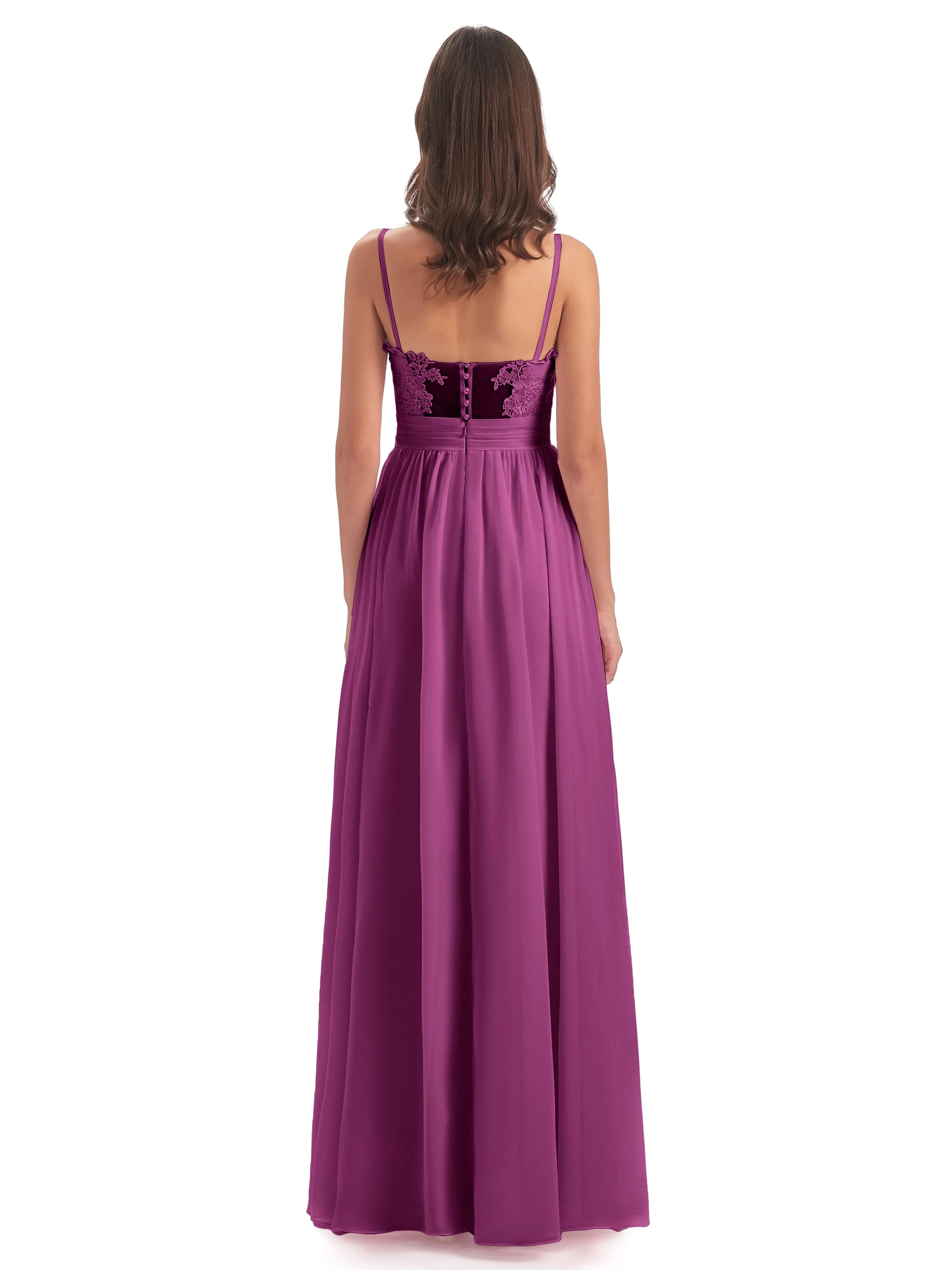 Lola Simple A-line Spaghetti Straps Long Bridesmaid Dresses