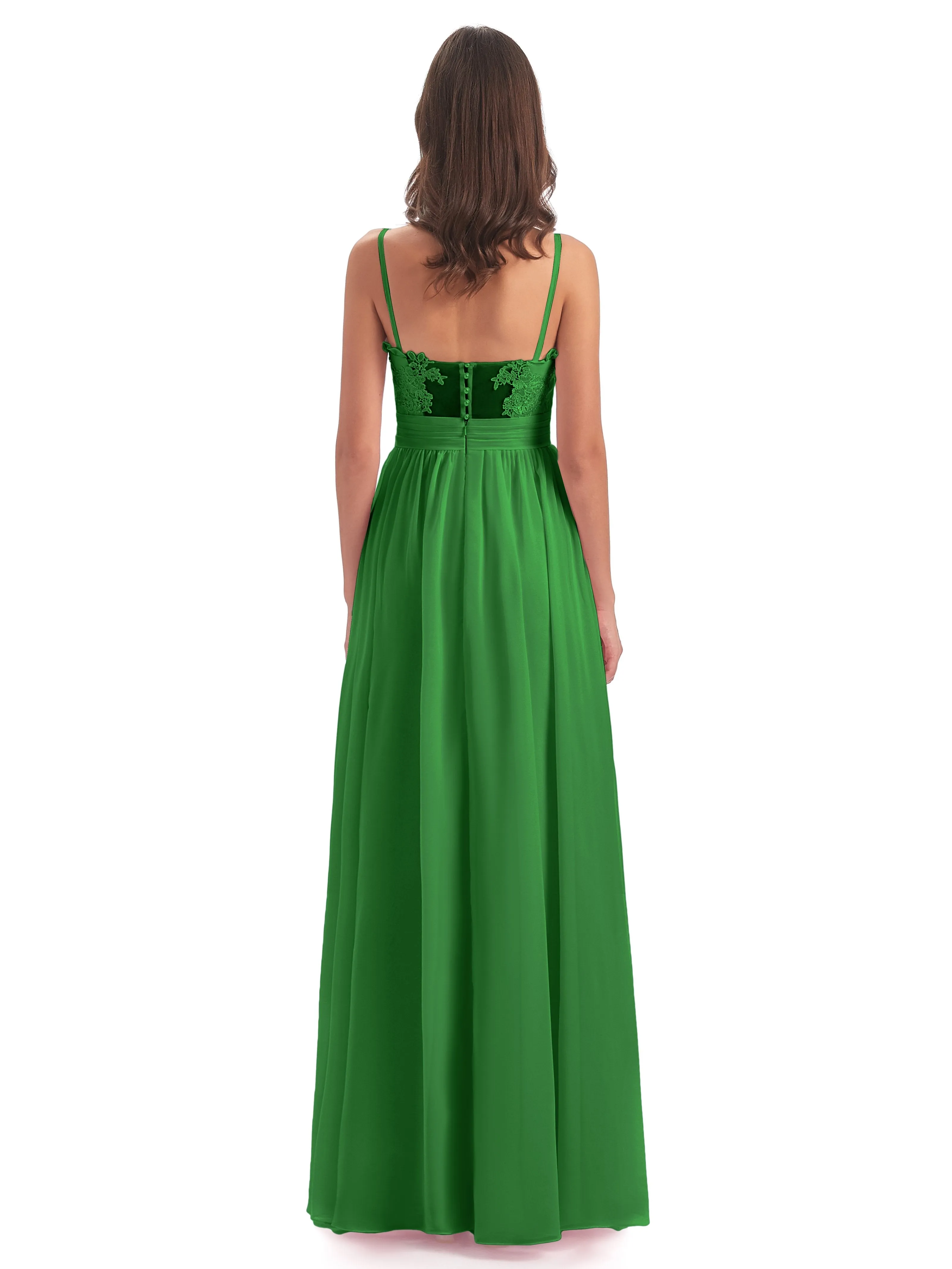 Lola Simple A-line Spaghetti Straps Long Bridesmaid Dresses