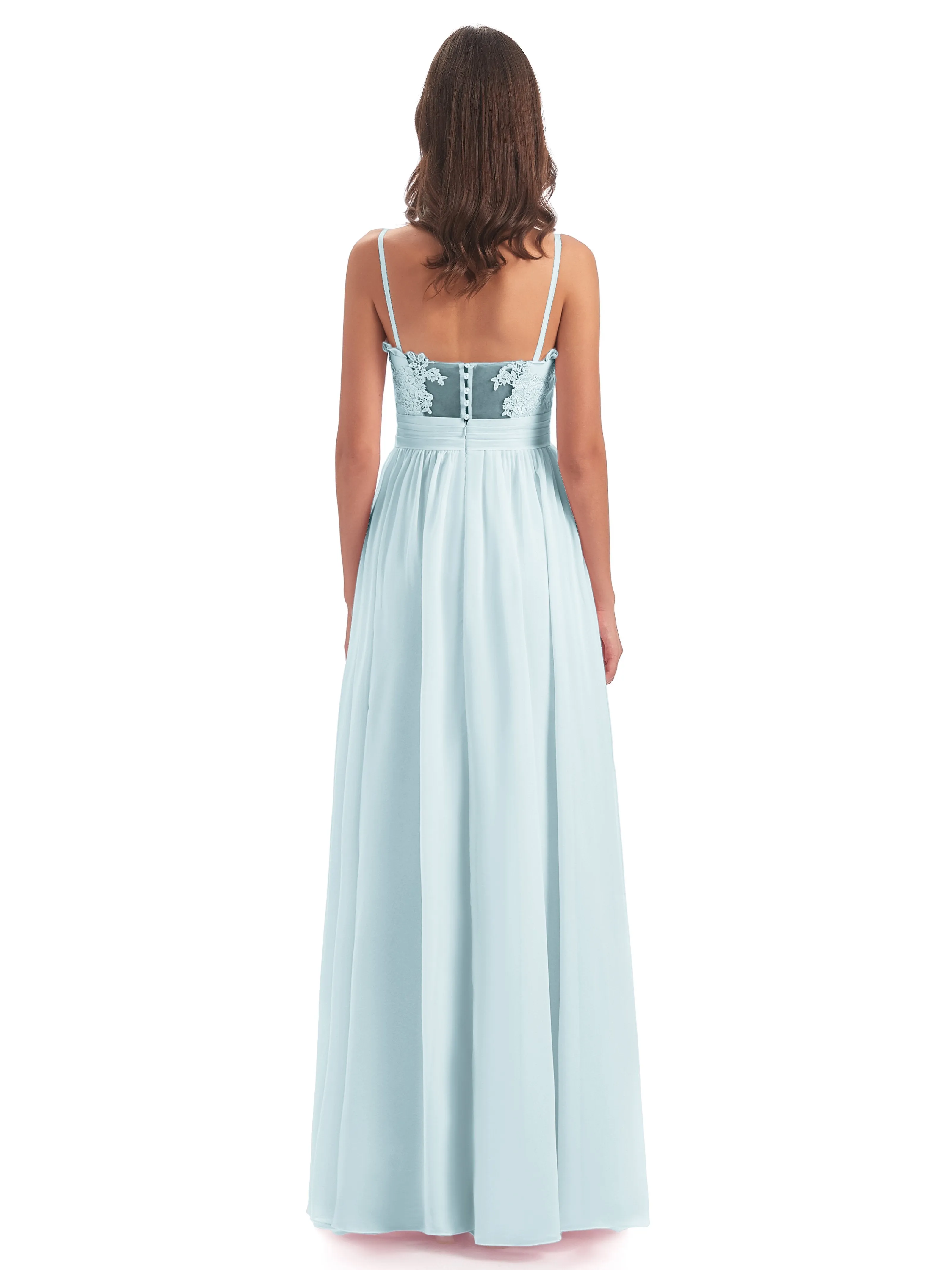 Lola Simple A-line Spaghetti Straps Long Bridesmaid Dresses