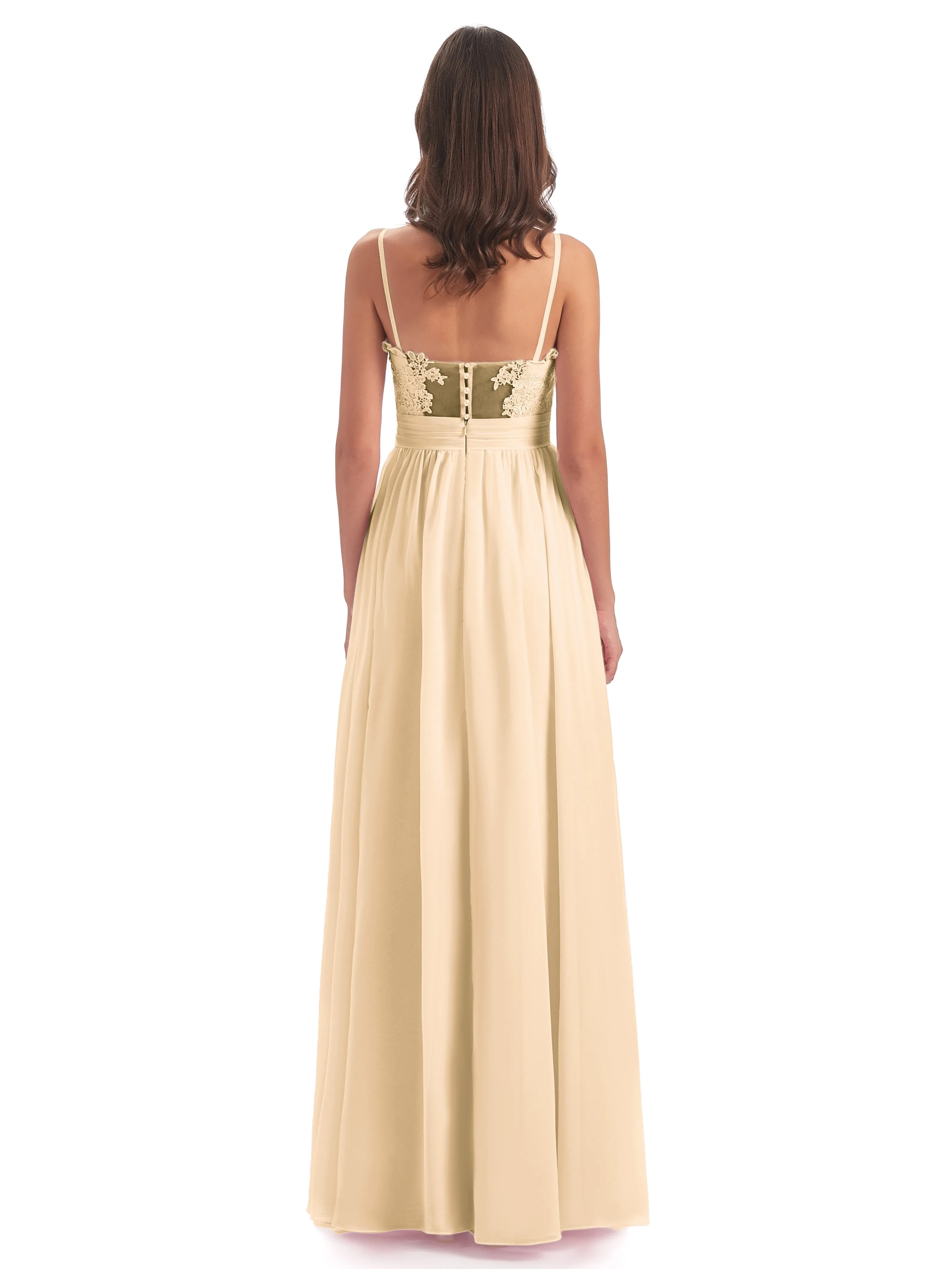 Lola Simple A-line Spaghetti Straps Long Bridesmaid Dresses