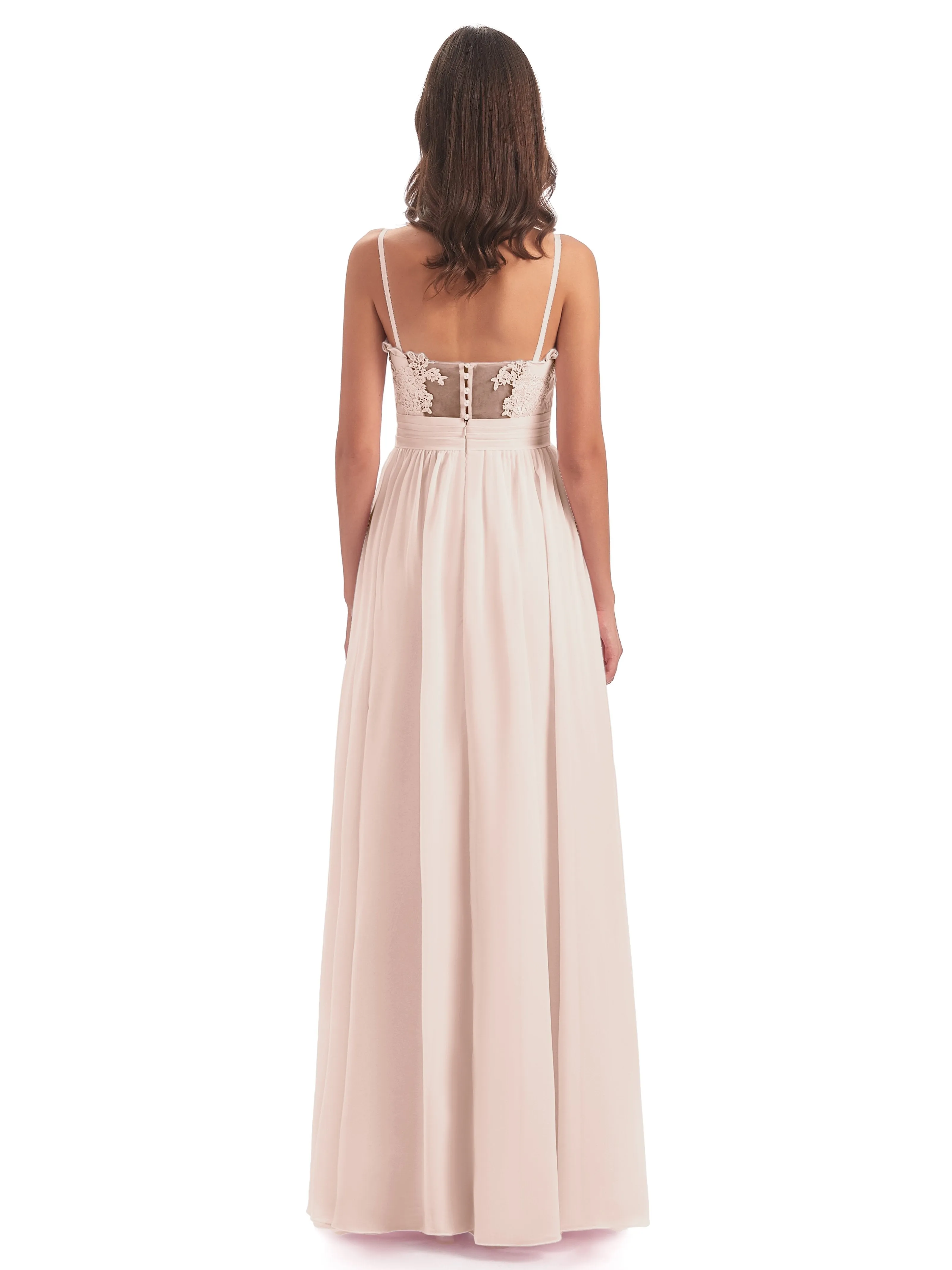 Lola Simple A-line Spaghetti Straps Long Bridesmaid Dresses