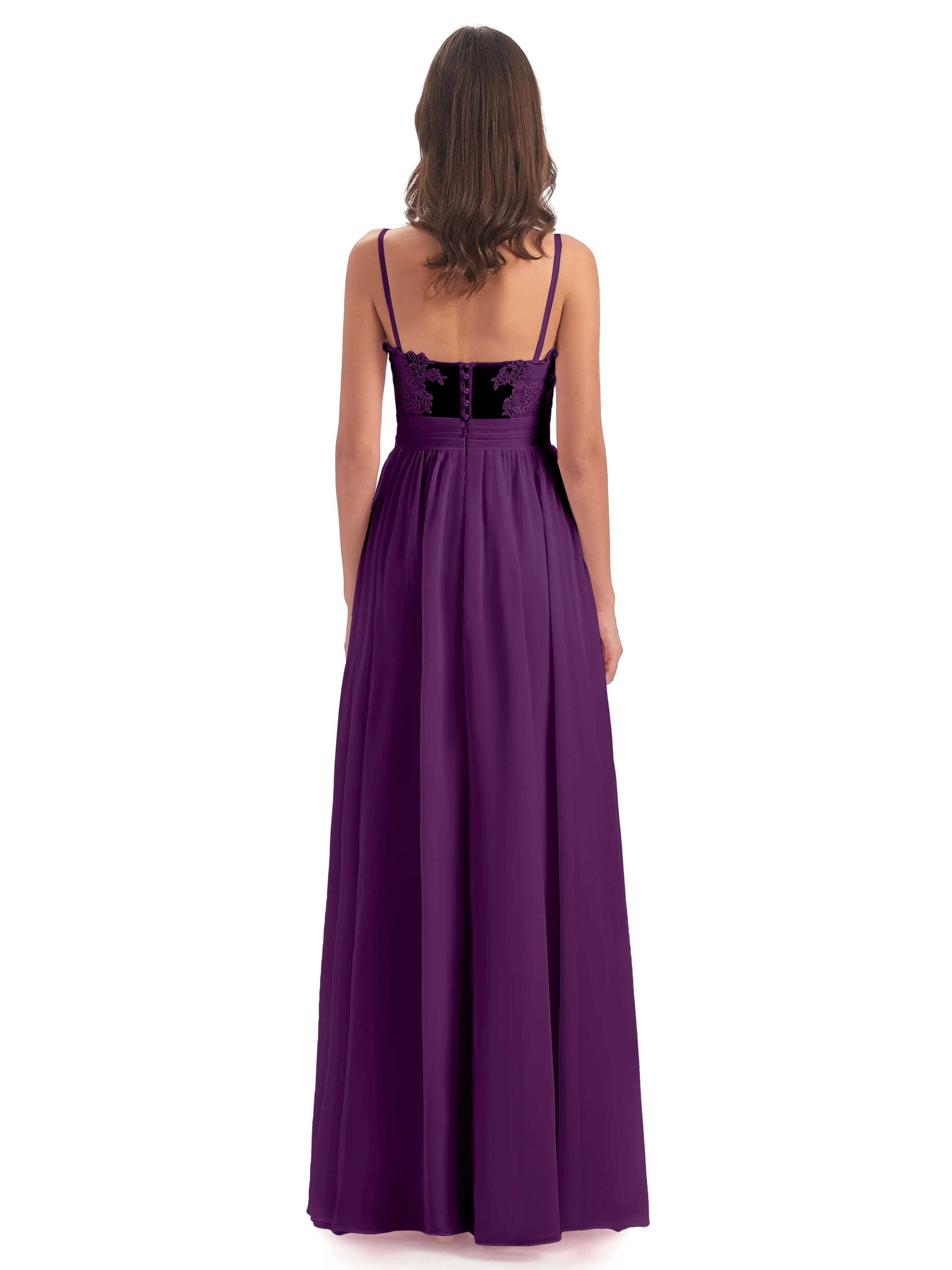 Lola Simple A-line Spaghetti Straps Long Bridesmaid Dresses