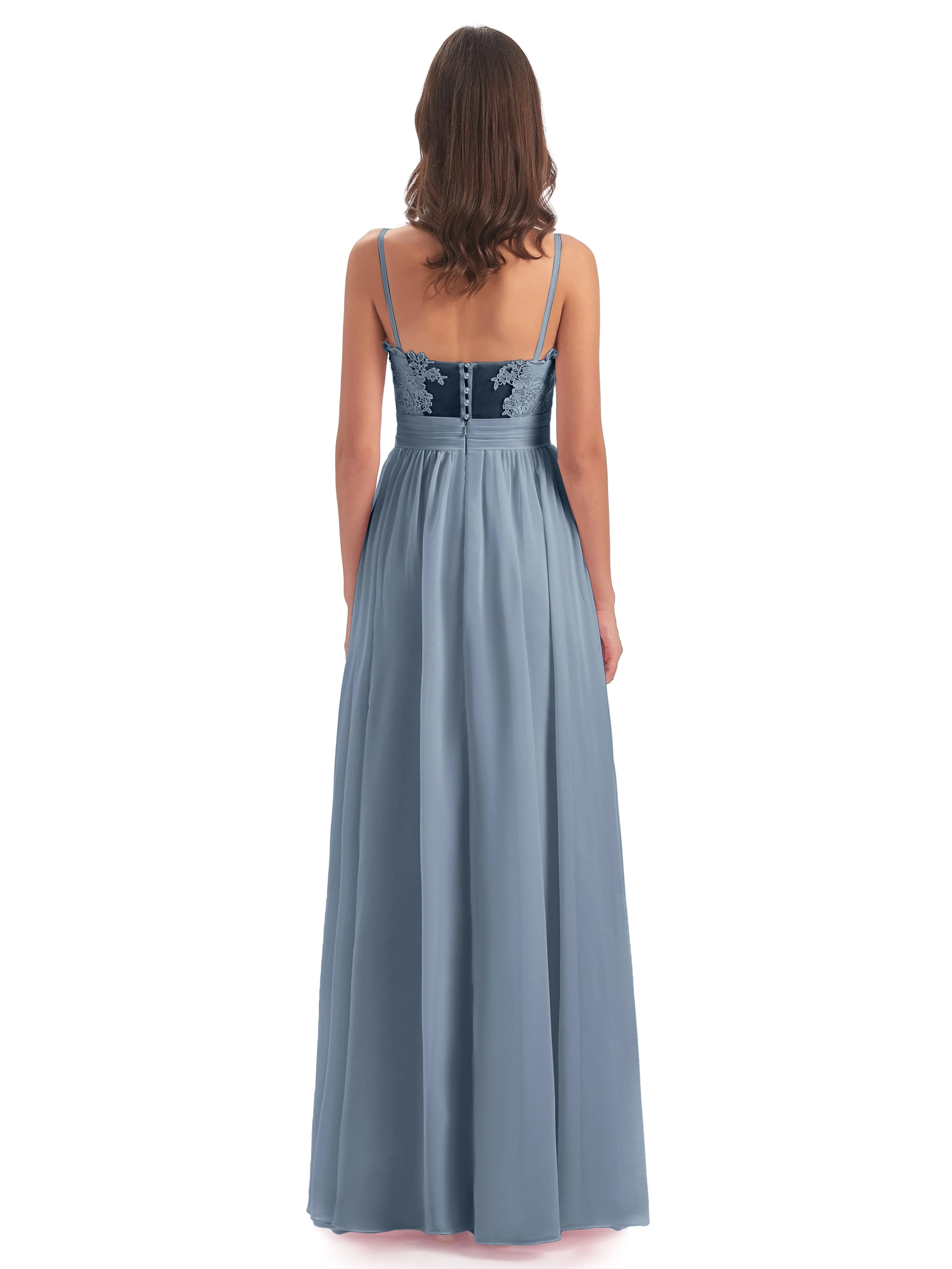 Lola Simple A-line Spaghetti Straps Long Bridesmaid Dresses