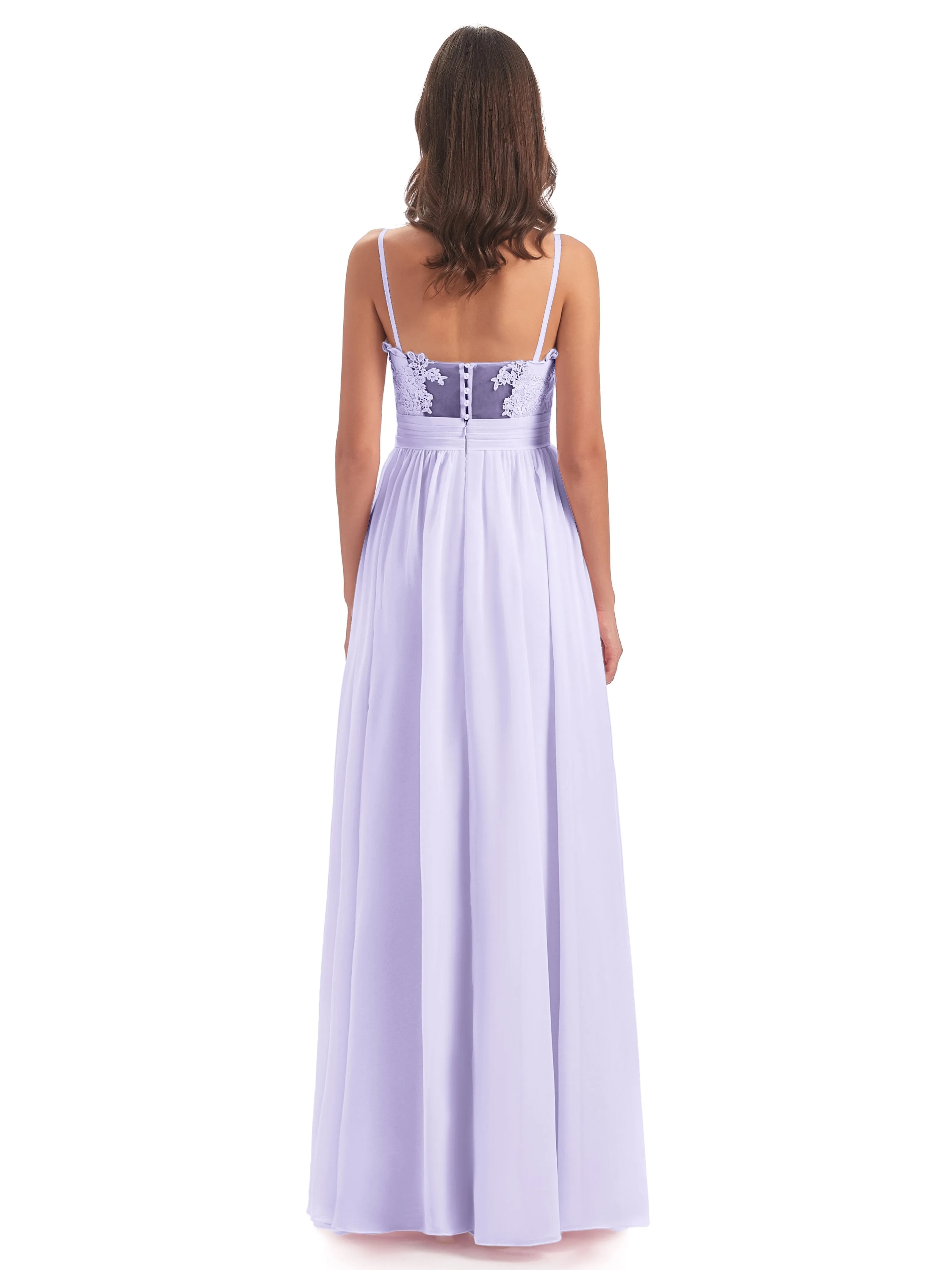 Lola Simple A-line Spaghetti Straps Long Bridesmaid Dresses