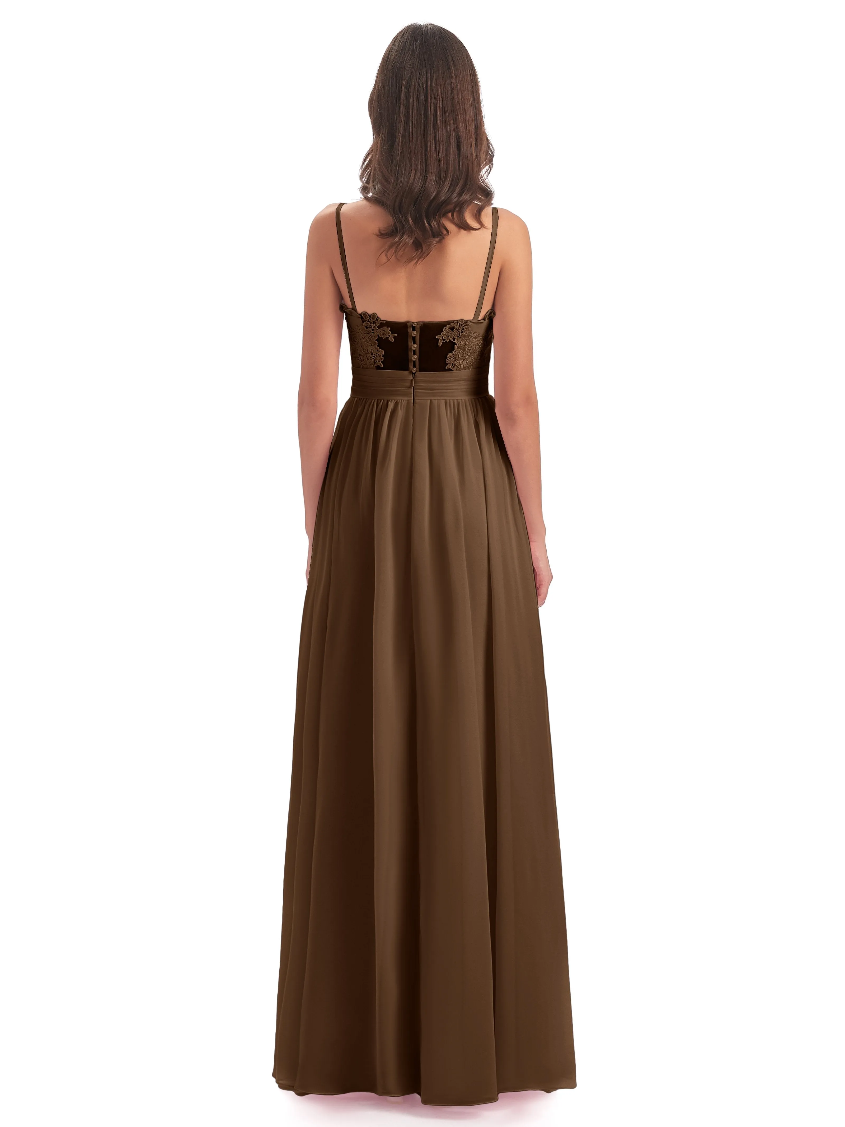 Lola Simple A-line Spaghetti Straps Long Bridesmaid Dresses