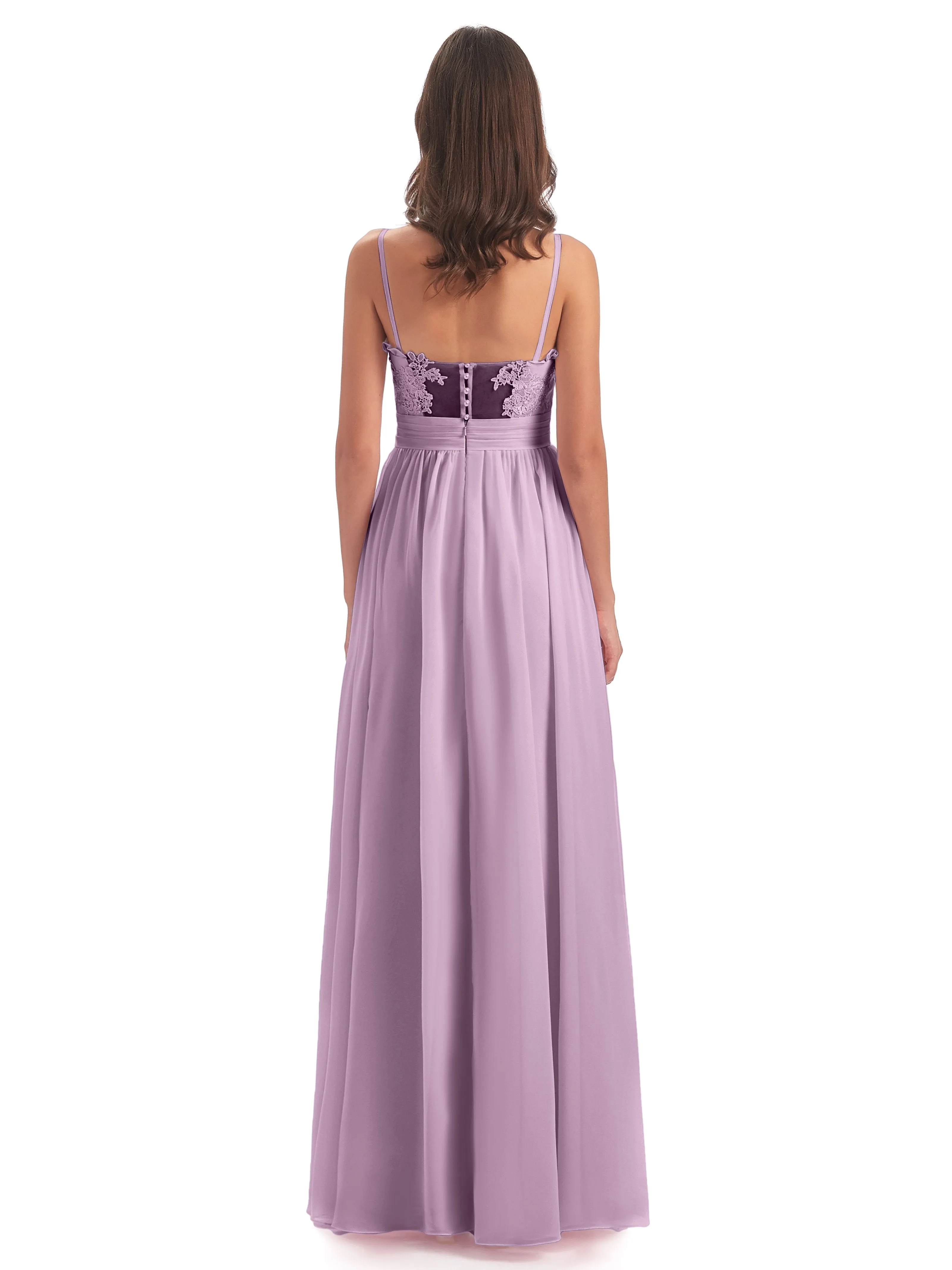 Lola Simple A-line Spaghetti Straps Long Bridesmaid Dresses