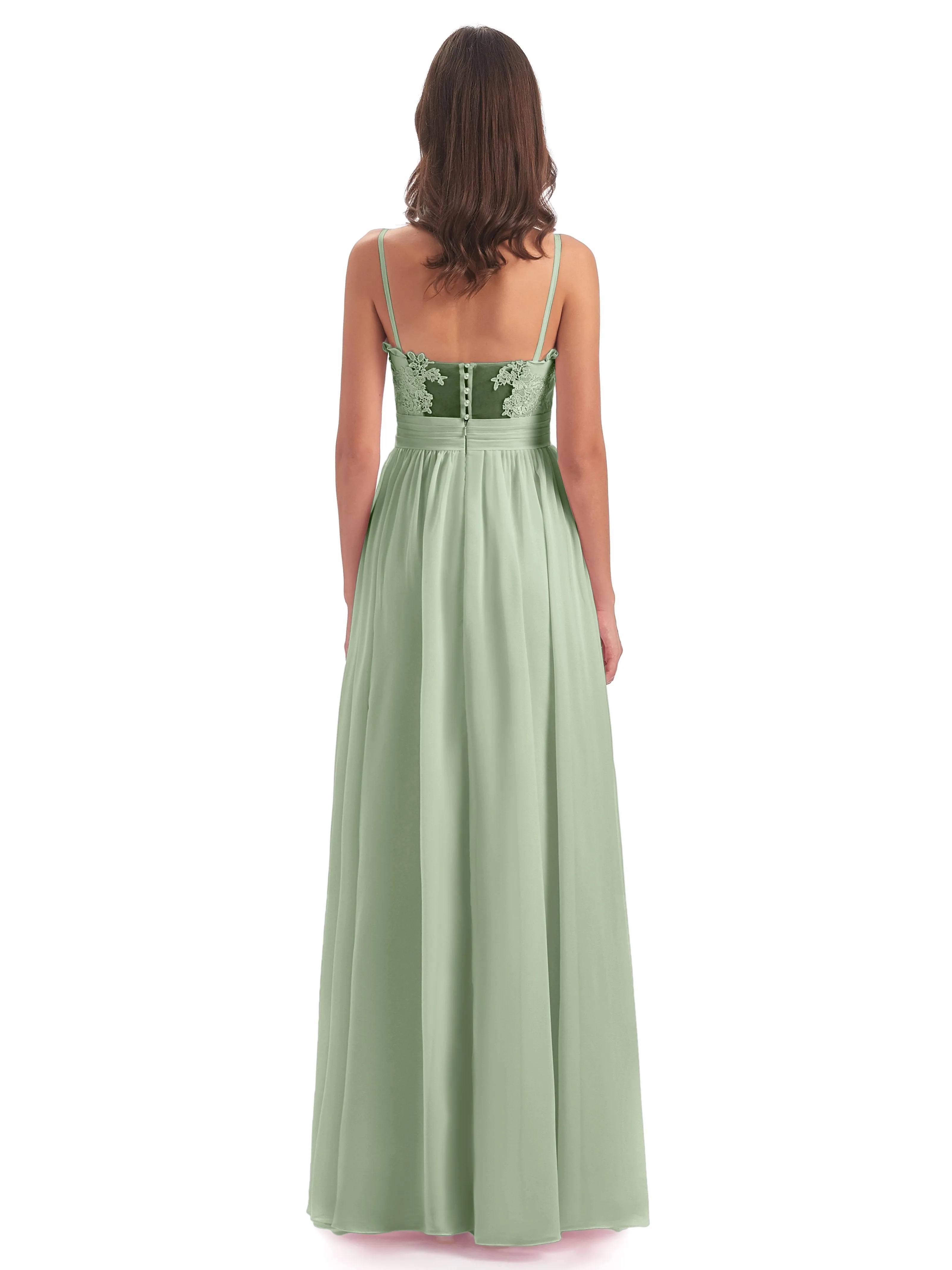 Lola Simple A-line Spaghetti Straps Long Bridesmaid Dresses