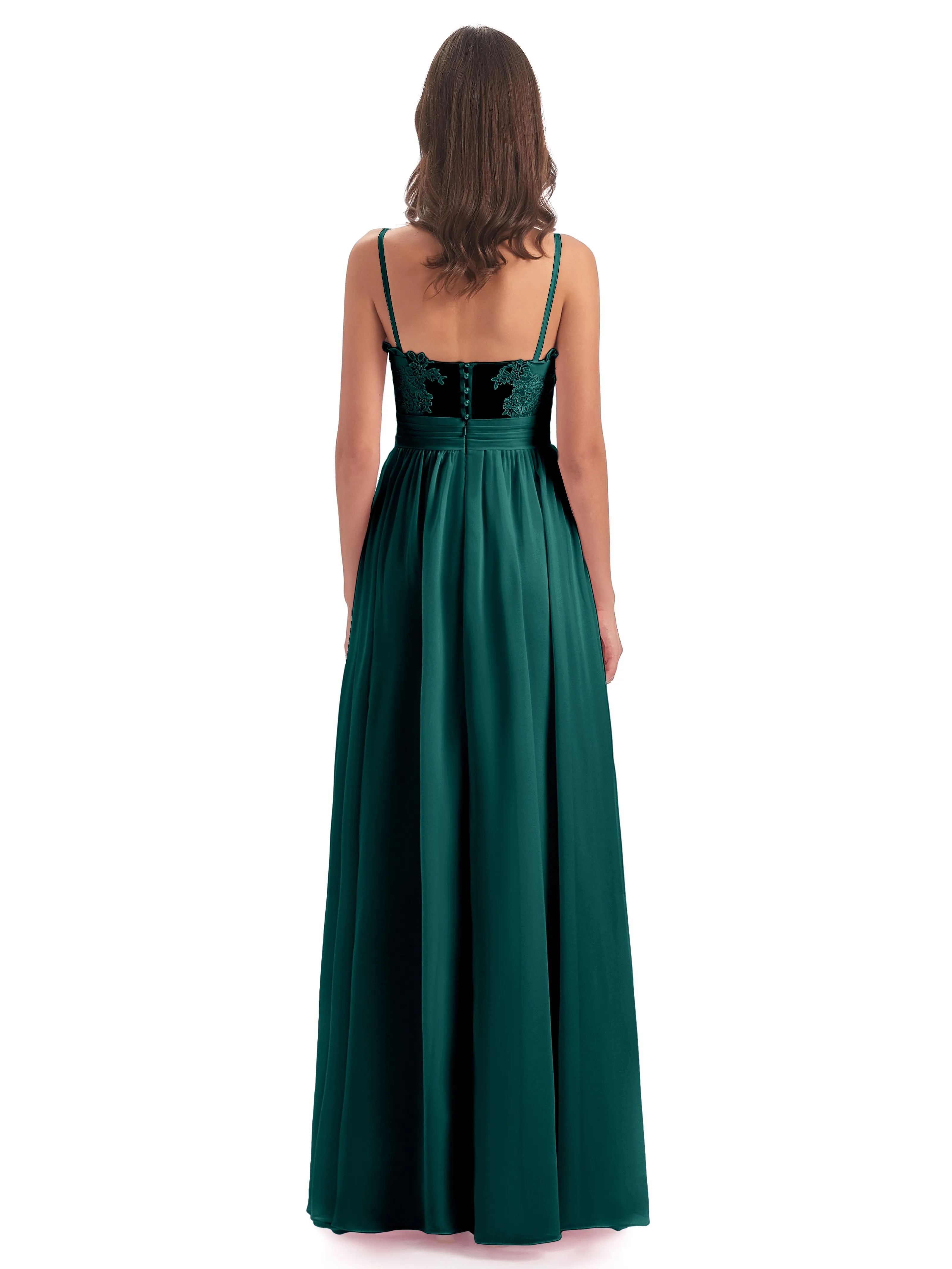 Lola Simple A-line Spaghetti Straps Long Bridesmaid Dresses