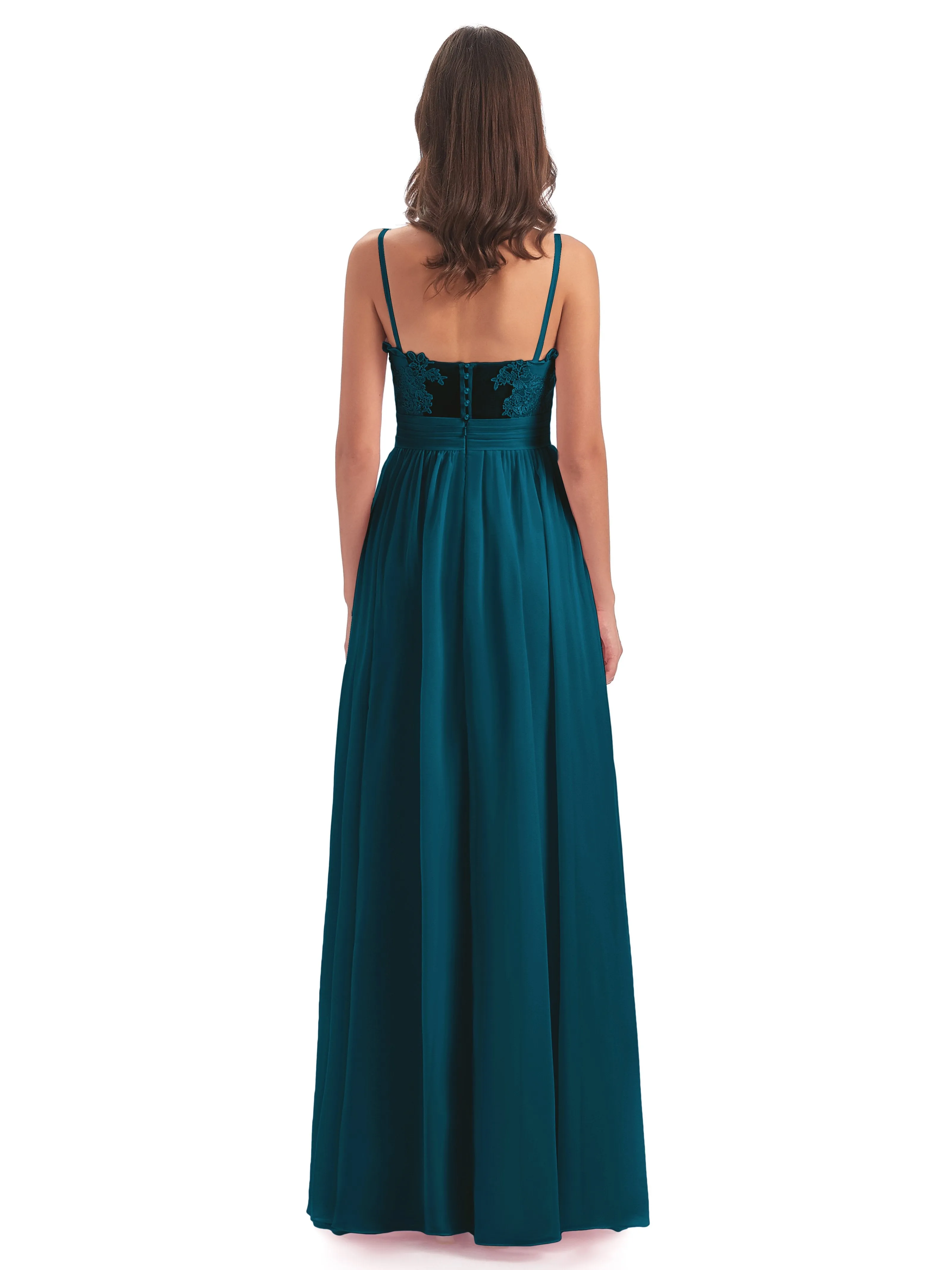 Lola Simple A-line Spaghetti Straps Long Bridesmaid Dresses