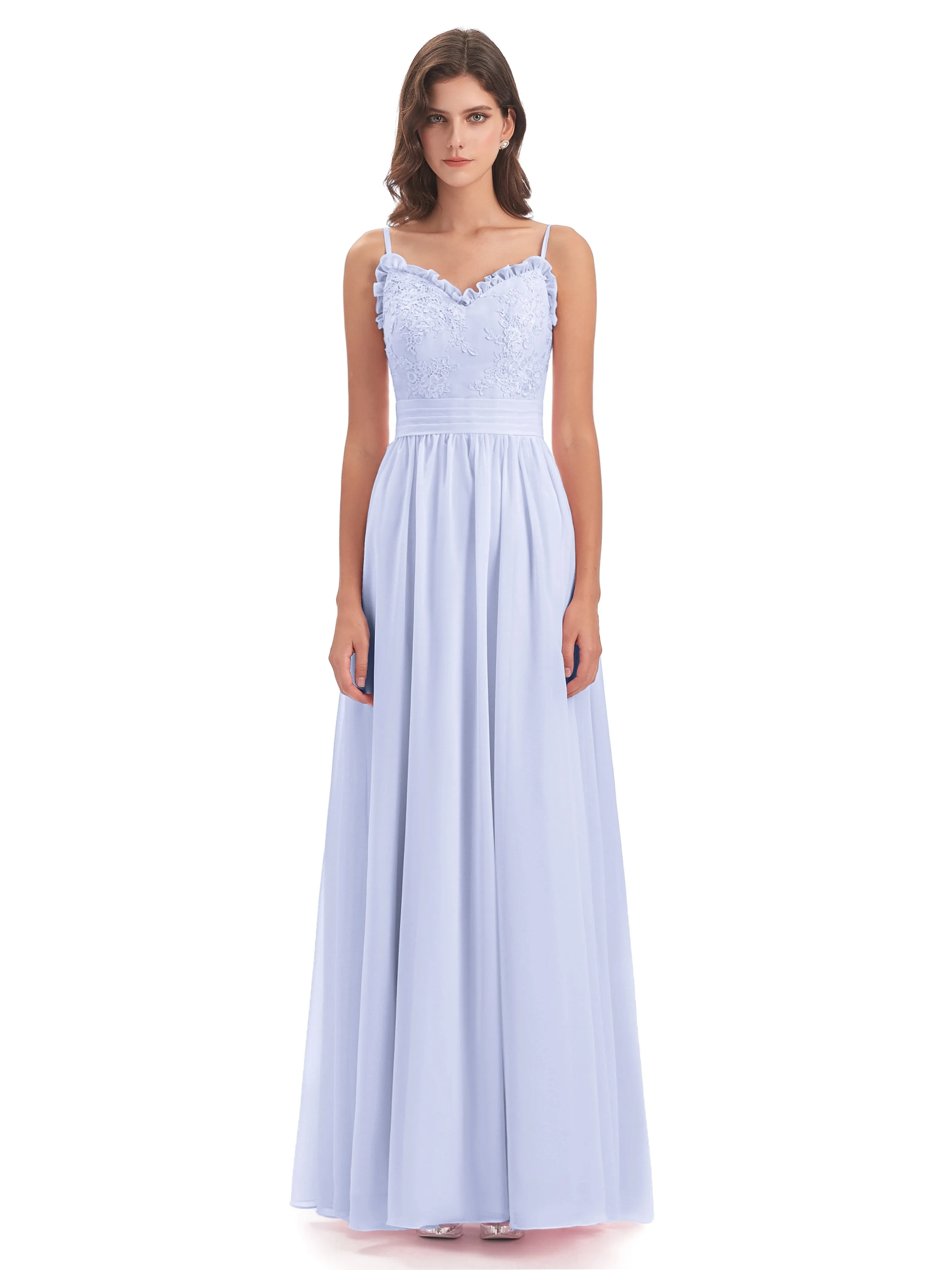 Lola Simple A-line Spaghetti Straps Long Bridesmaid Dresses