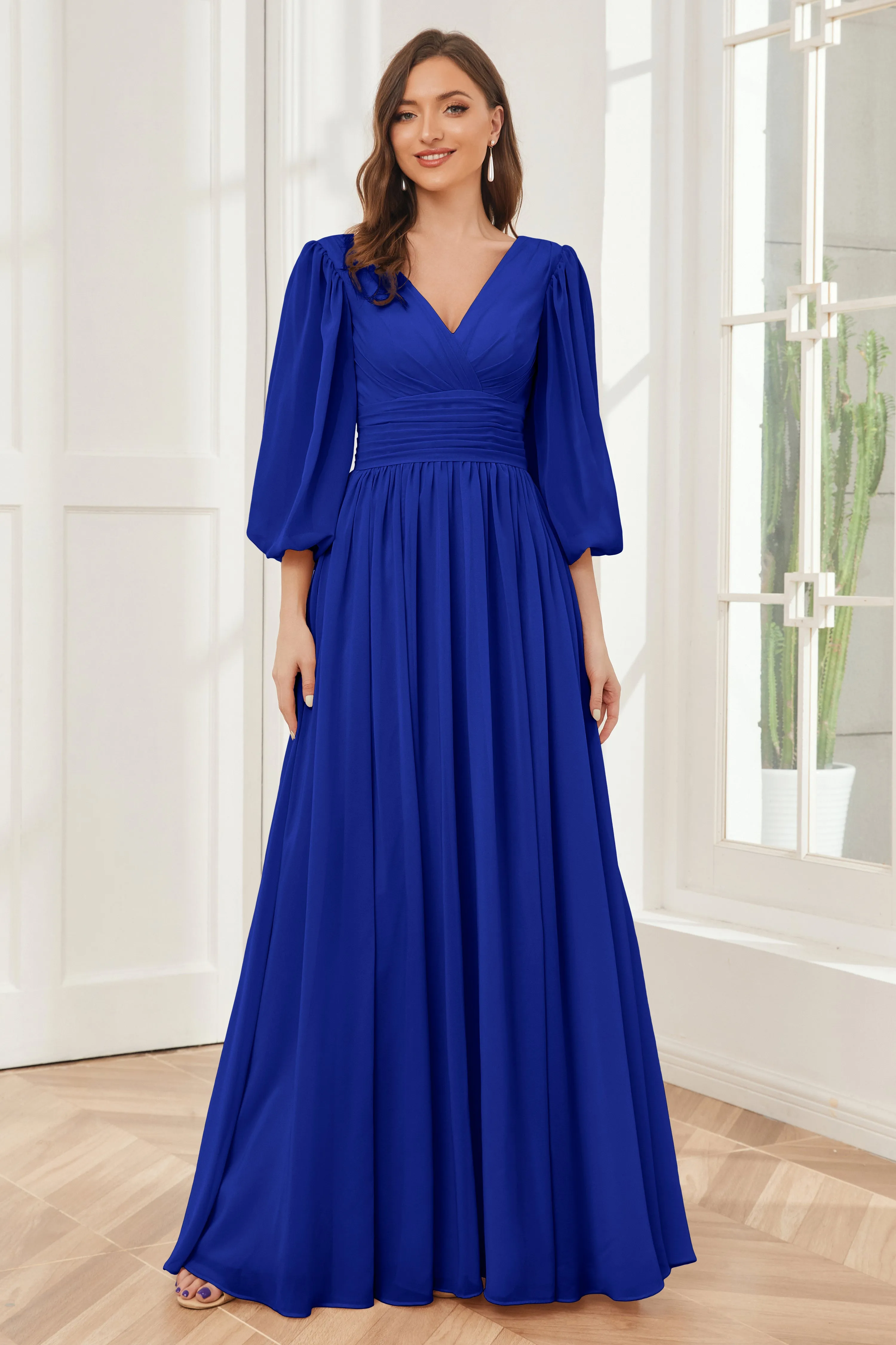 Long Sleeves Bridesmaid Dresses with Slit