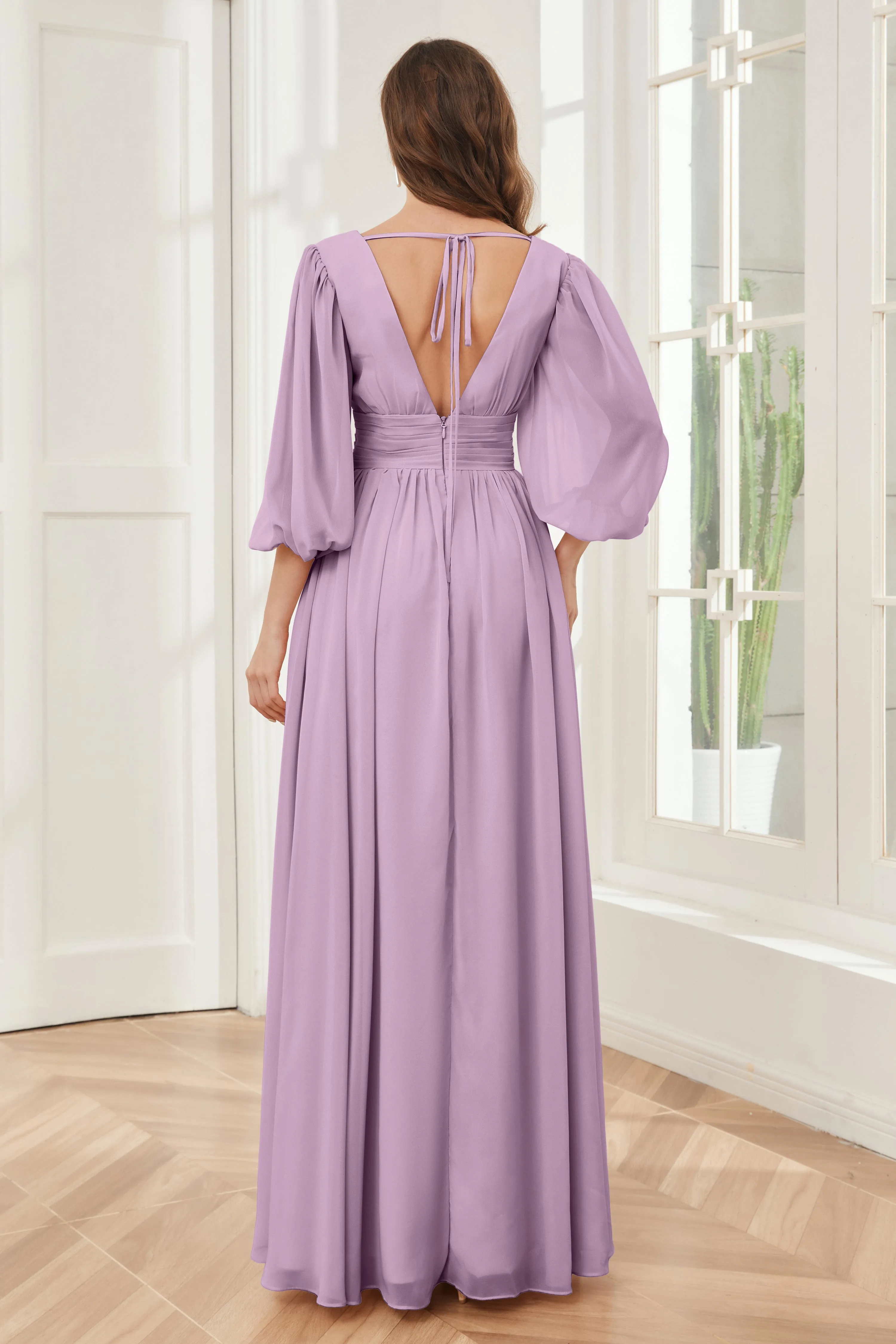 Long Sleeves Bridesmaid Dresses with Slit