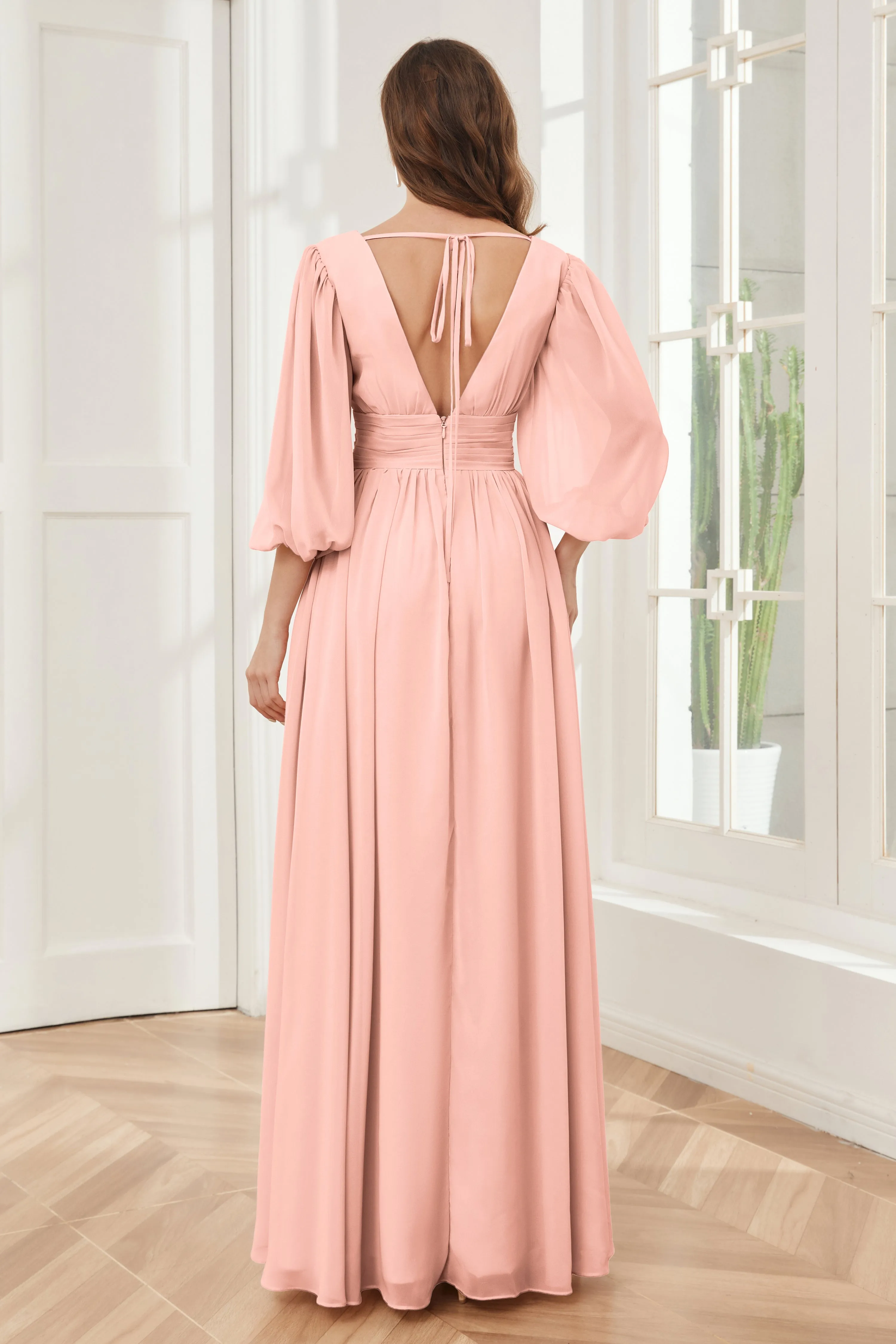 Long Sleeves Bridesmaid Dresses with Slit