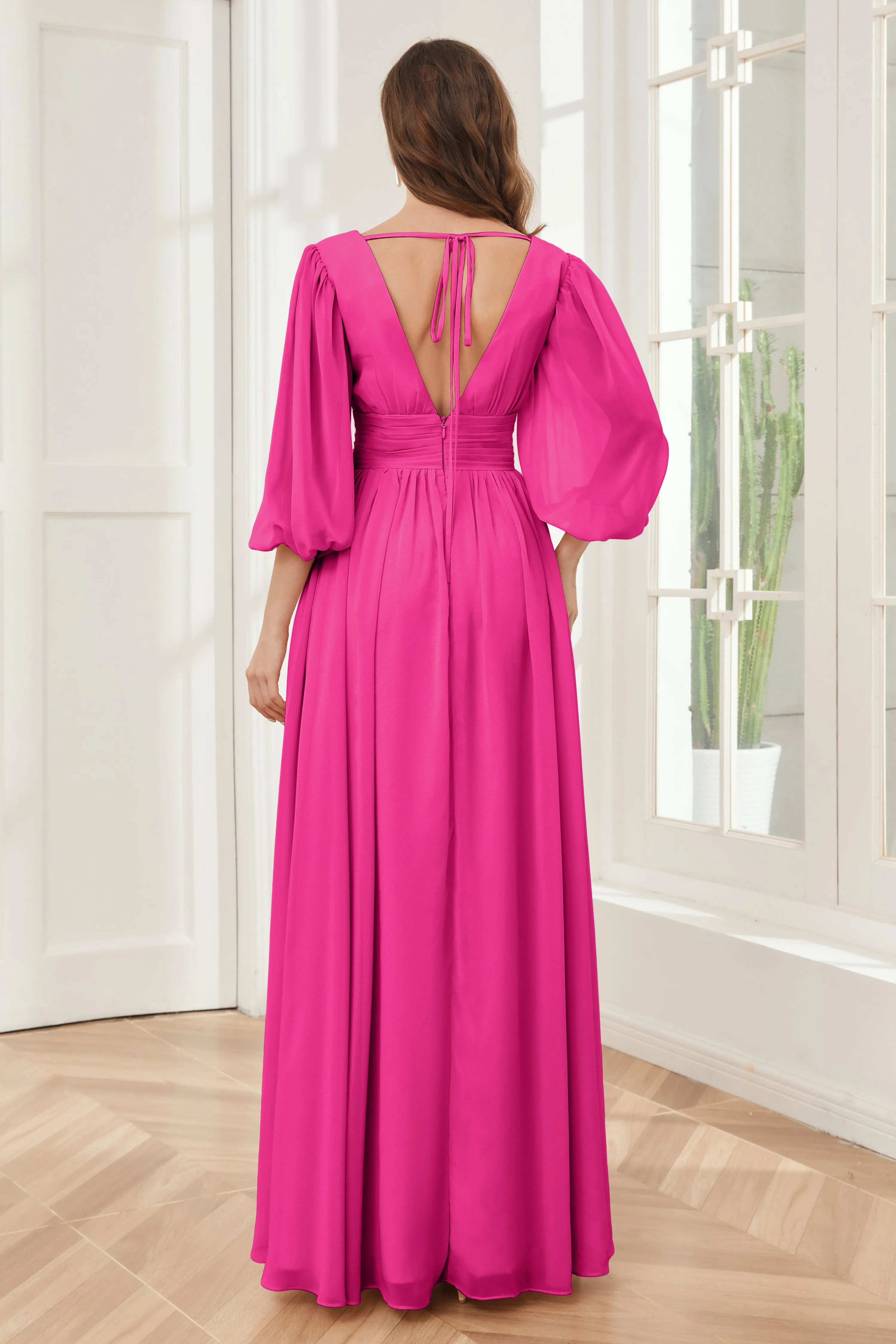 Long Sleeves Bridesmaid Dresses with Slit