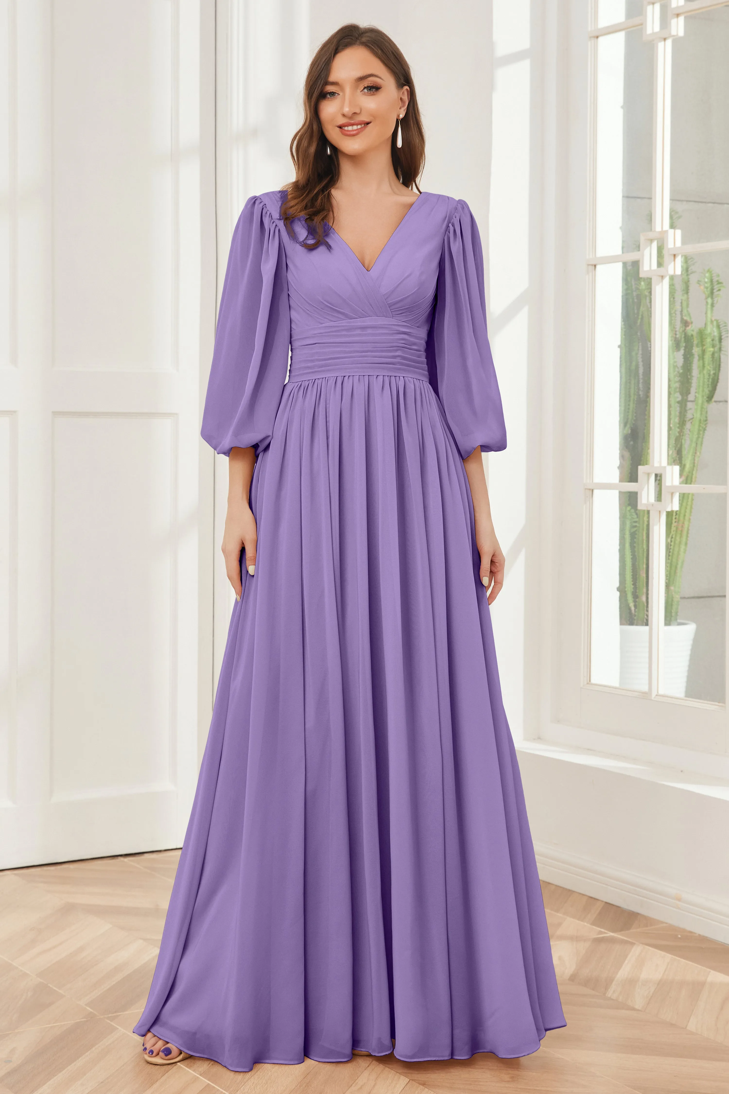 Long Sleeves Bridesmaid Dresses with Slit