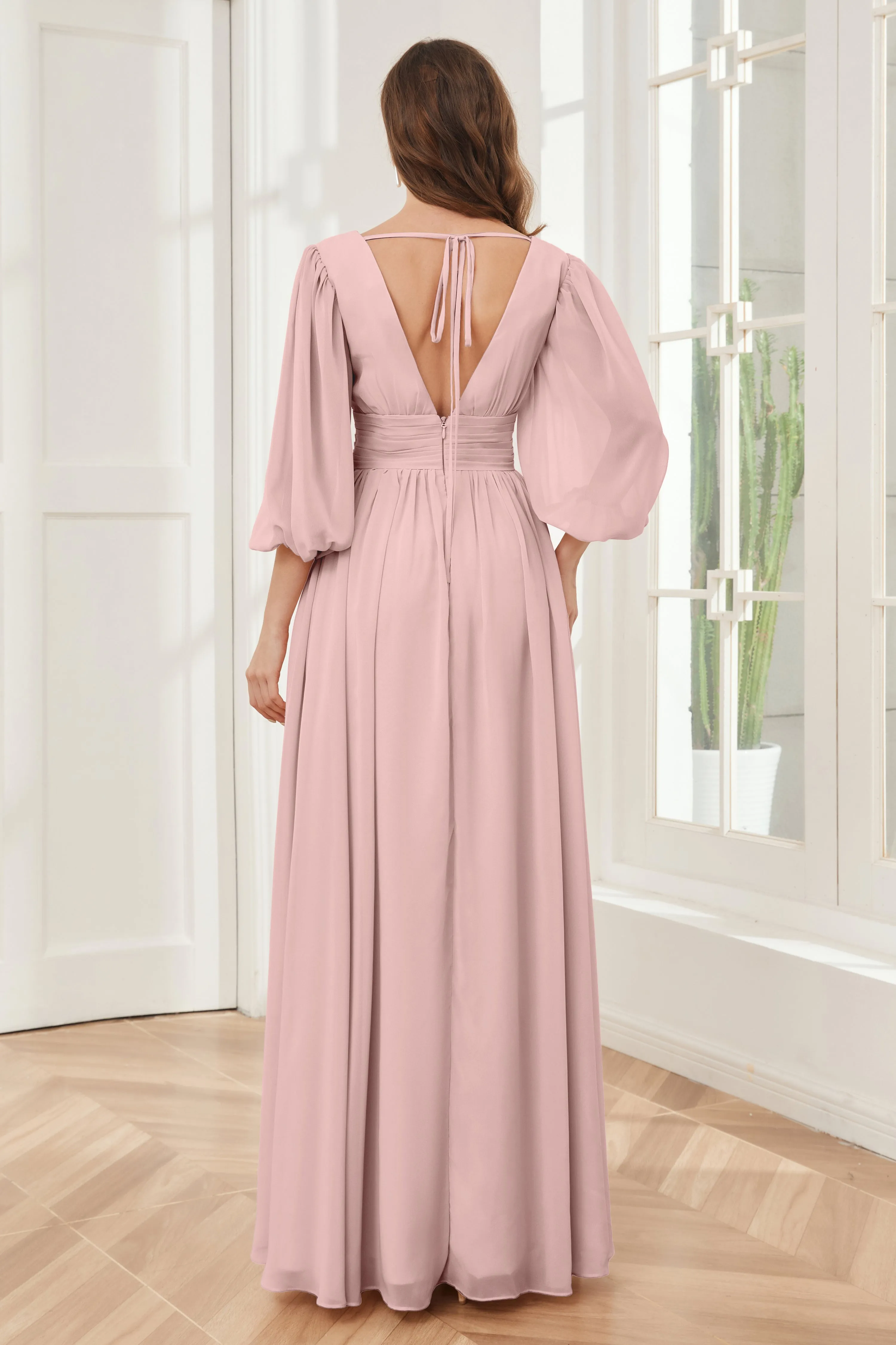 Long Sleeves Bridesmaid Dresses with Slit