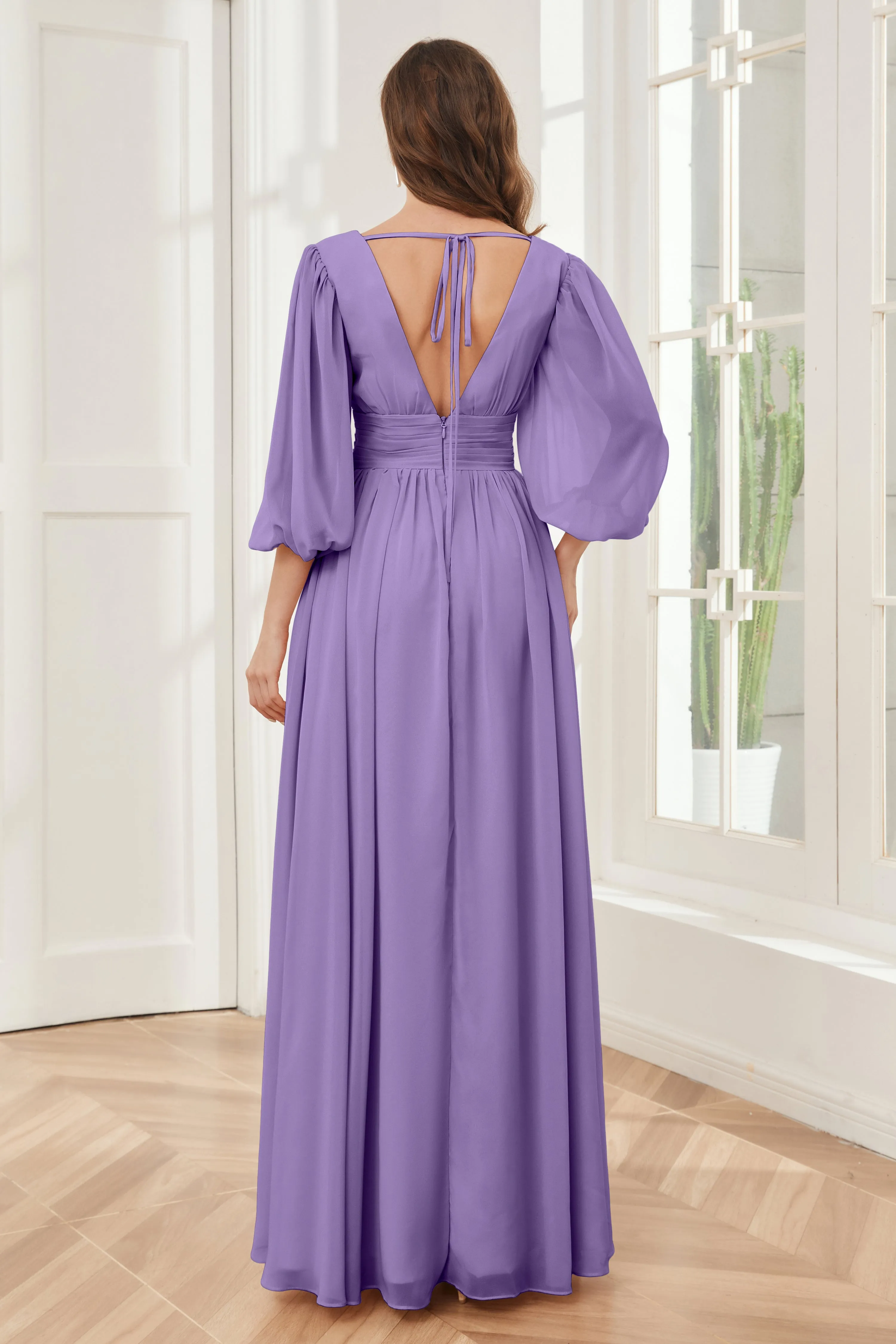 Long Sleeves Bridesmaid Dresses with Slit