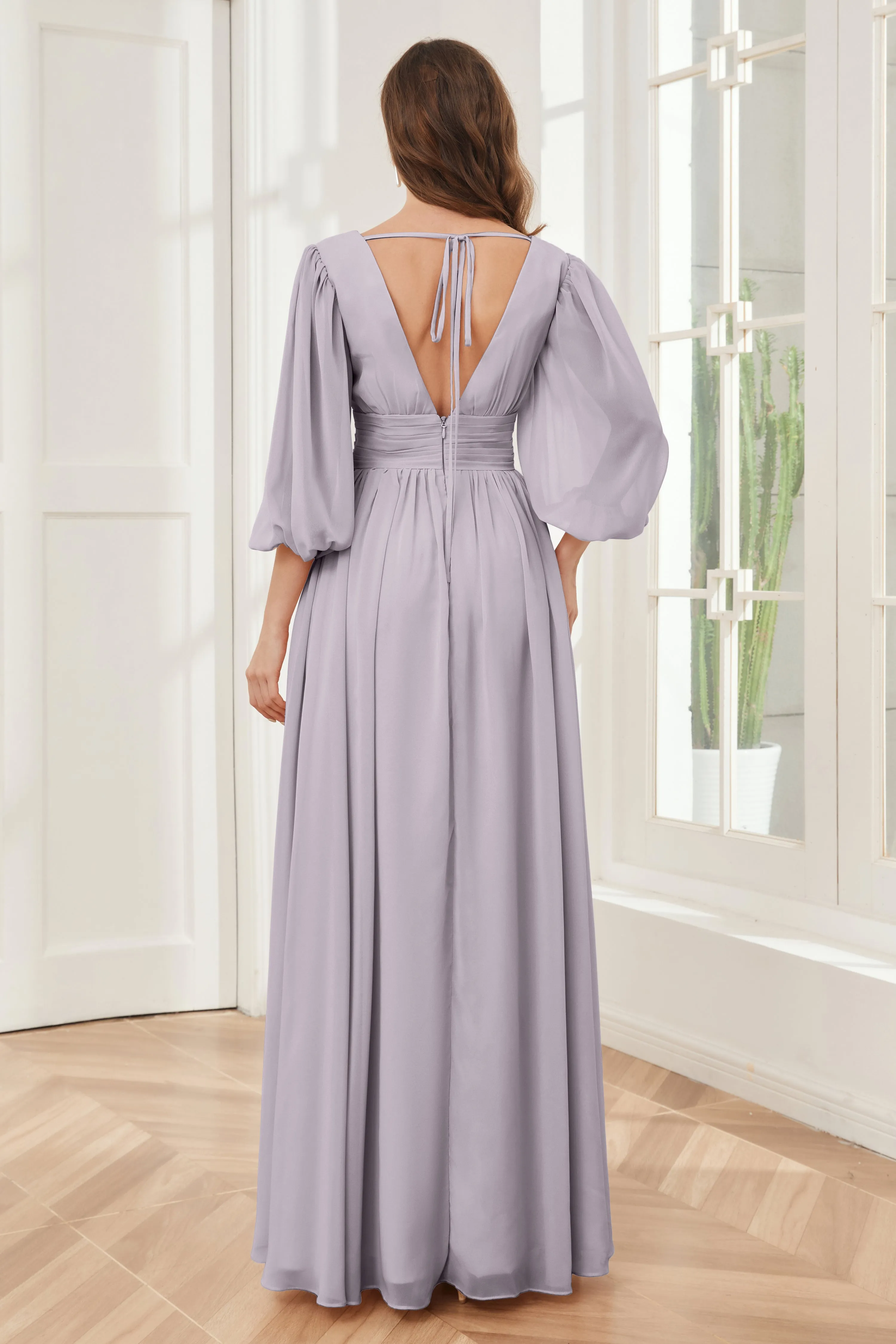 Long Sleeves Bridesmaid Dresses with Slit