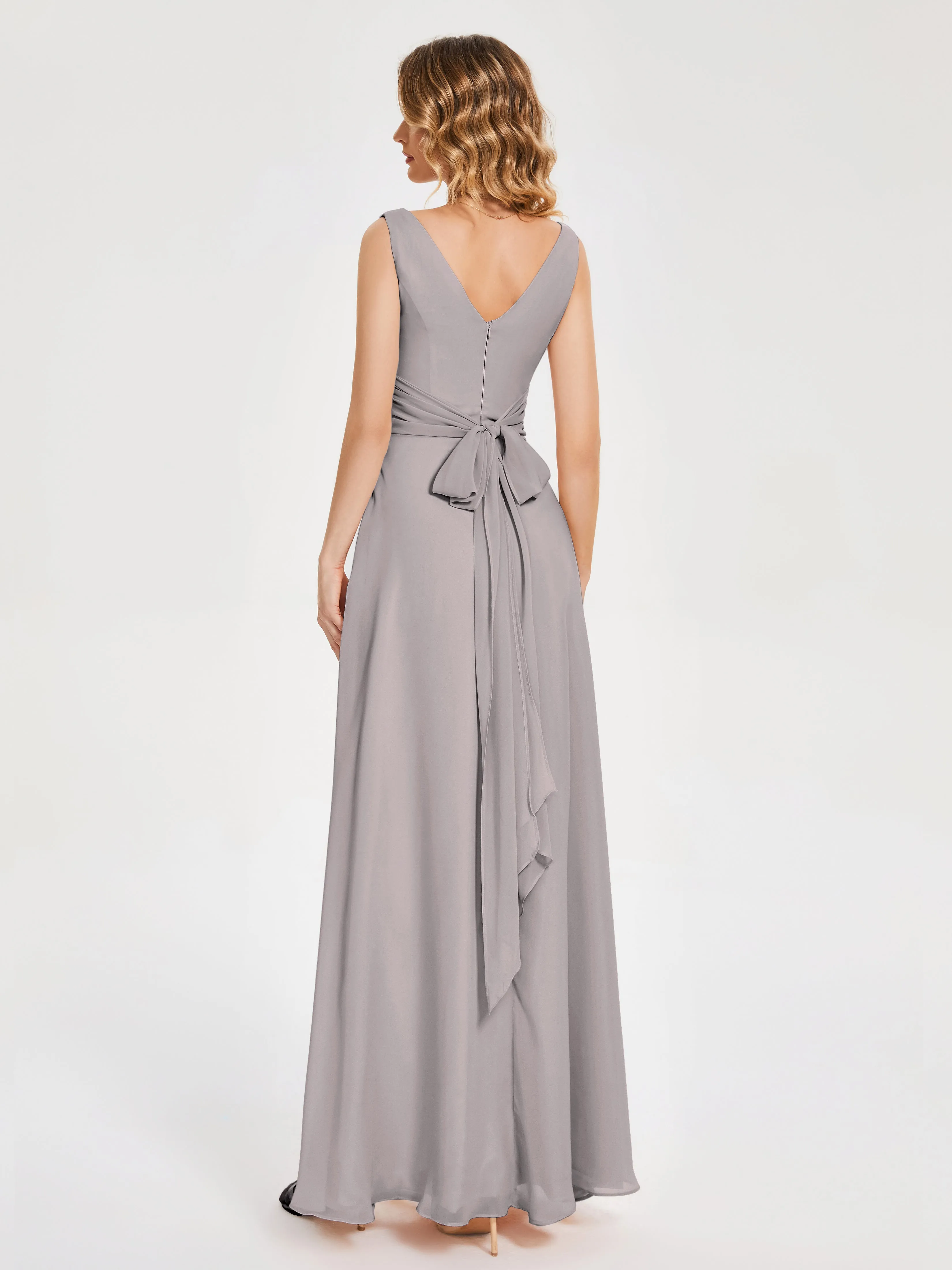 Lucille Elegant Chiffon Mother of the Bride Dress With Bow