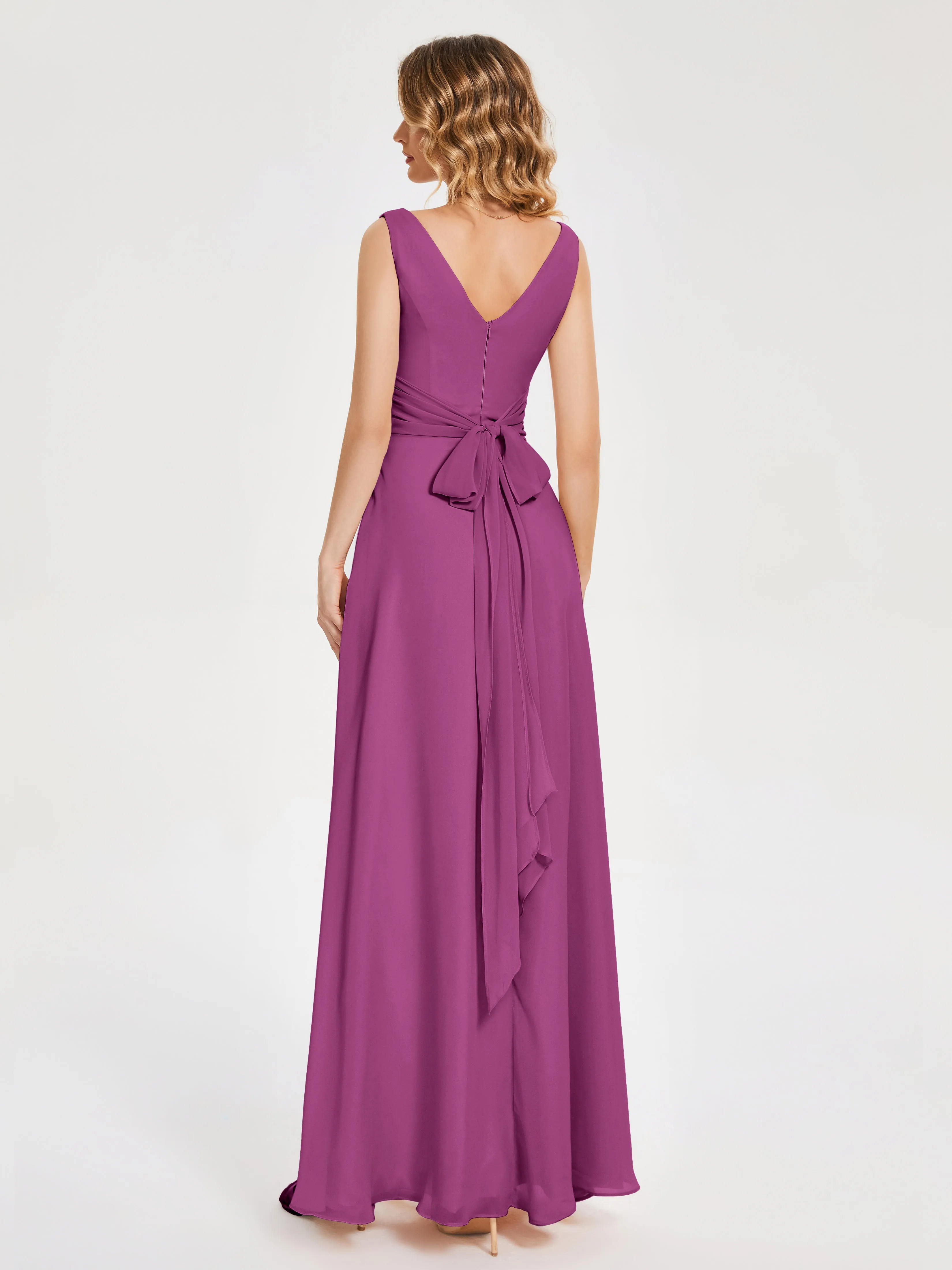 Lucille Elegant Chiffon Mother of the Bride Dress With Bow