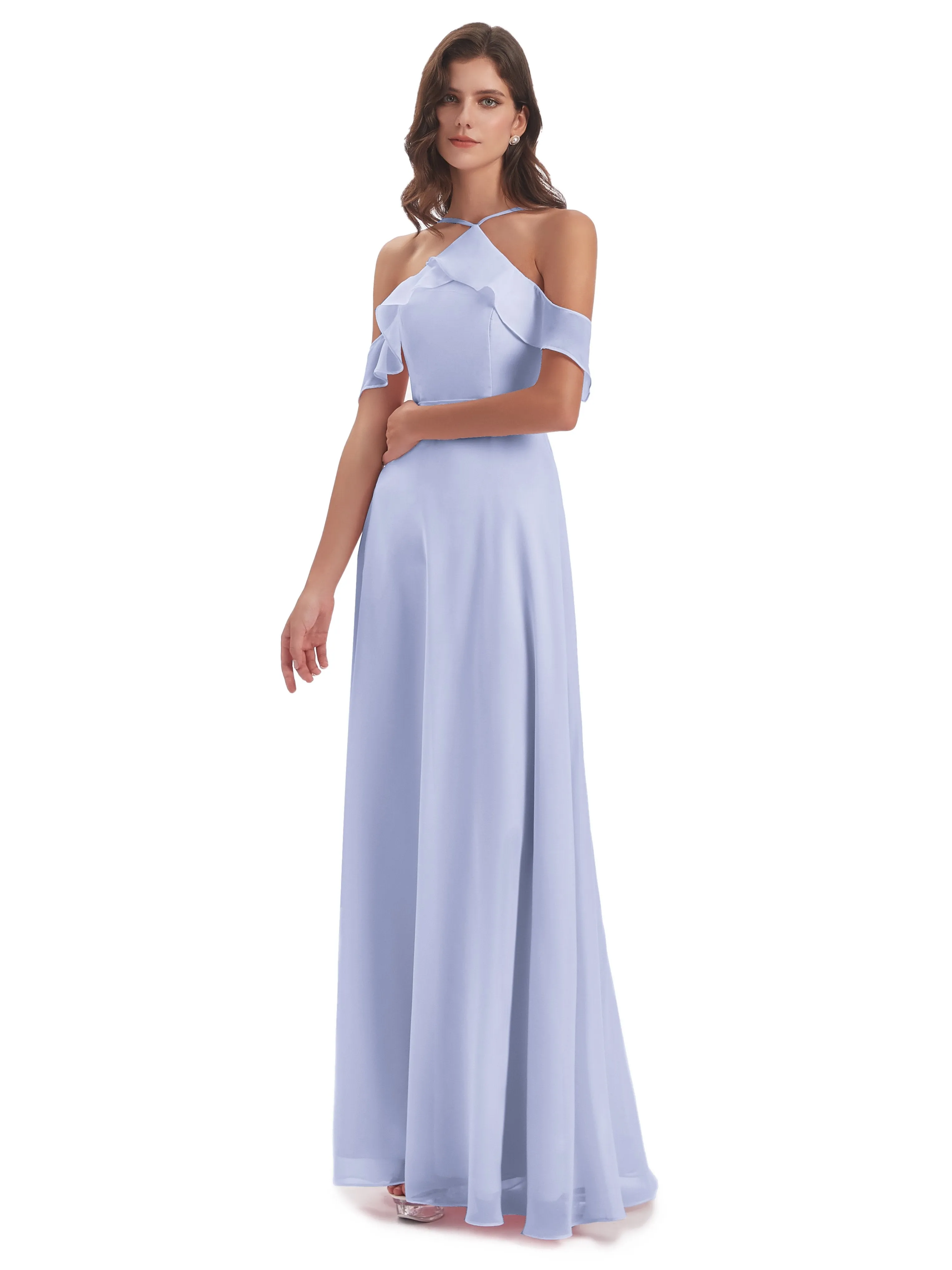 Lucy Gorgeous Off The Shoulder Long Chiffon Bridesmaid Dresses